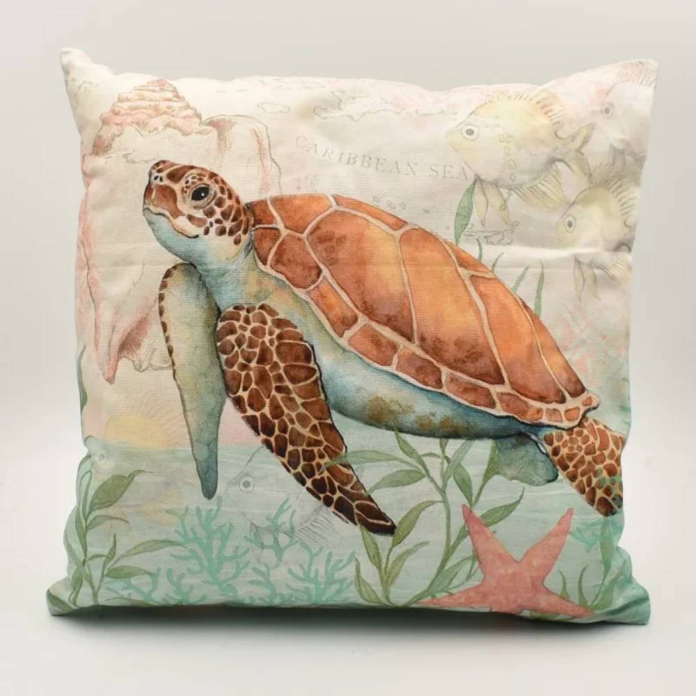 Fodera per cuscino arredo da divano in cotone 45x45 SeaTurtle