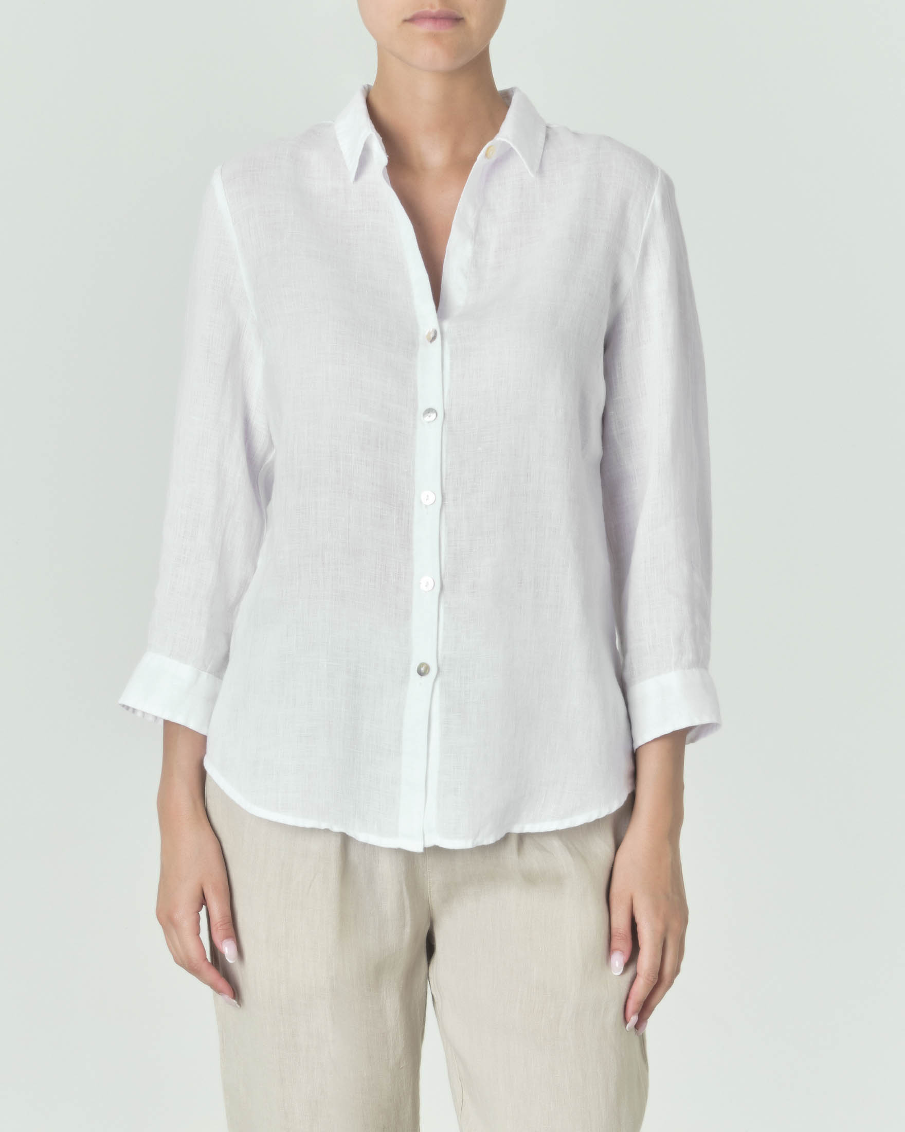 Camicia donna bianca 100% lino - Amitié