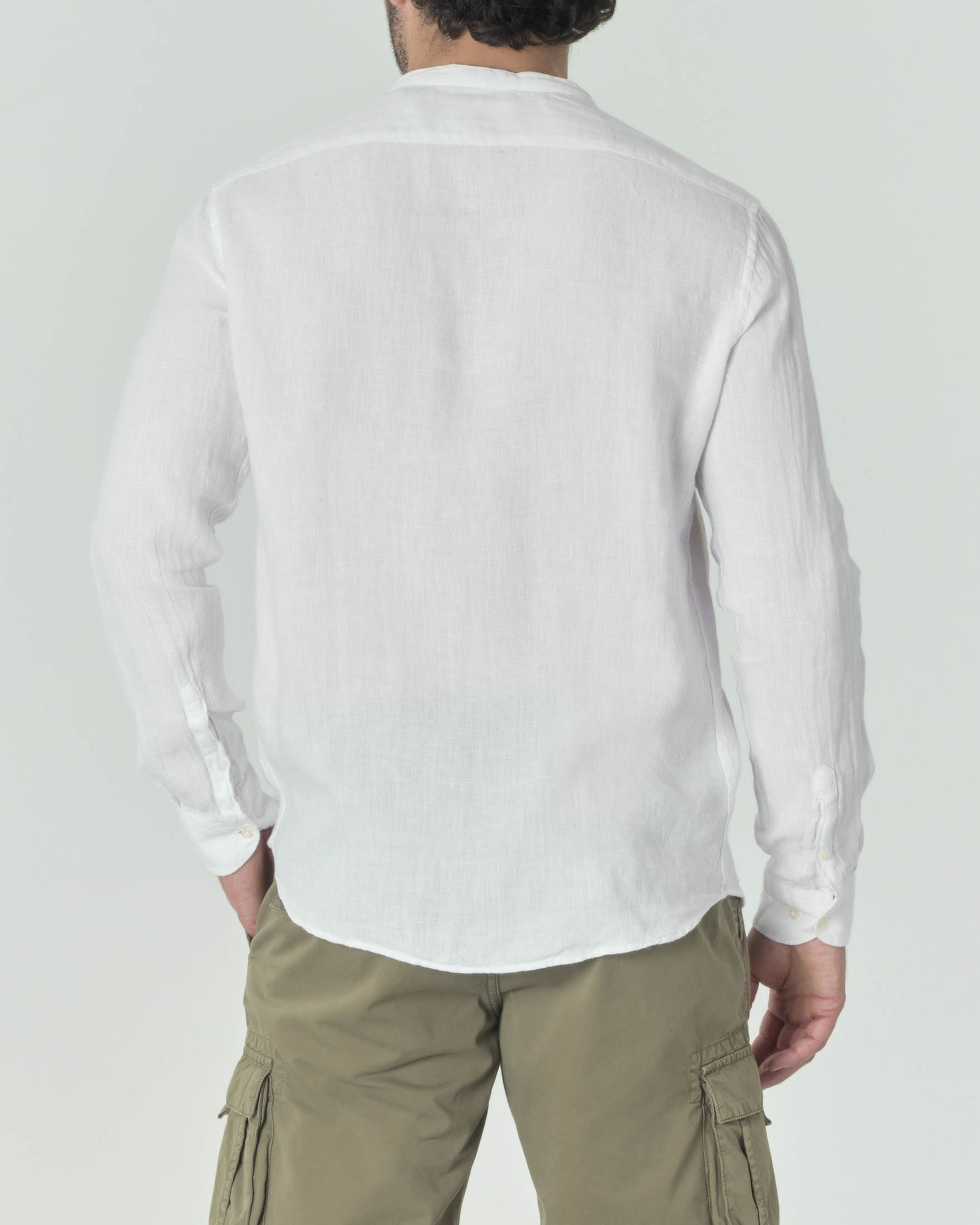 Nizza Camicia Coreana In Puro Lino Royal