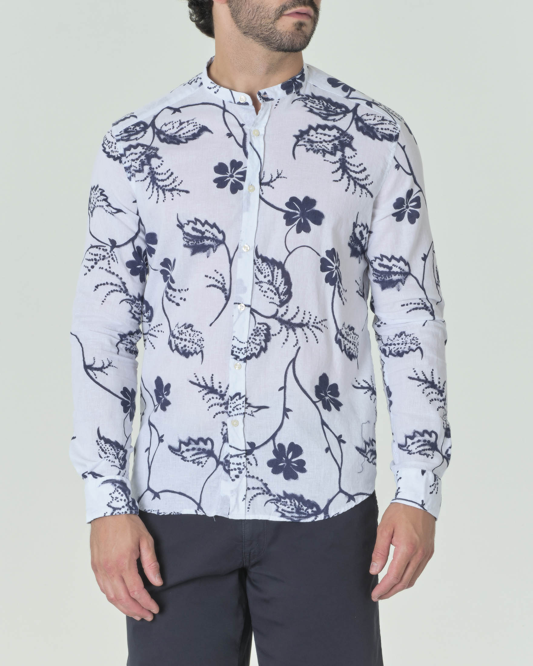 Camicia Coreana Camicia Bianca A Fiori Camicia Bianca In Misto