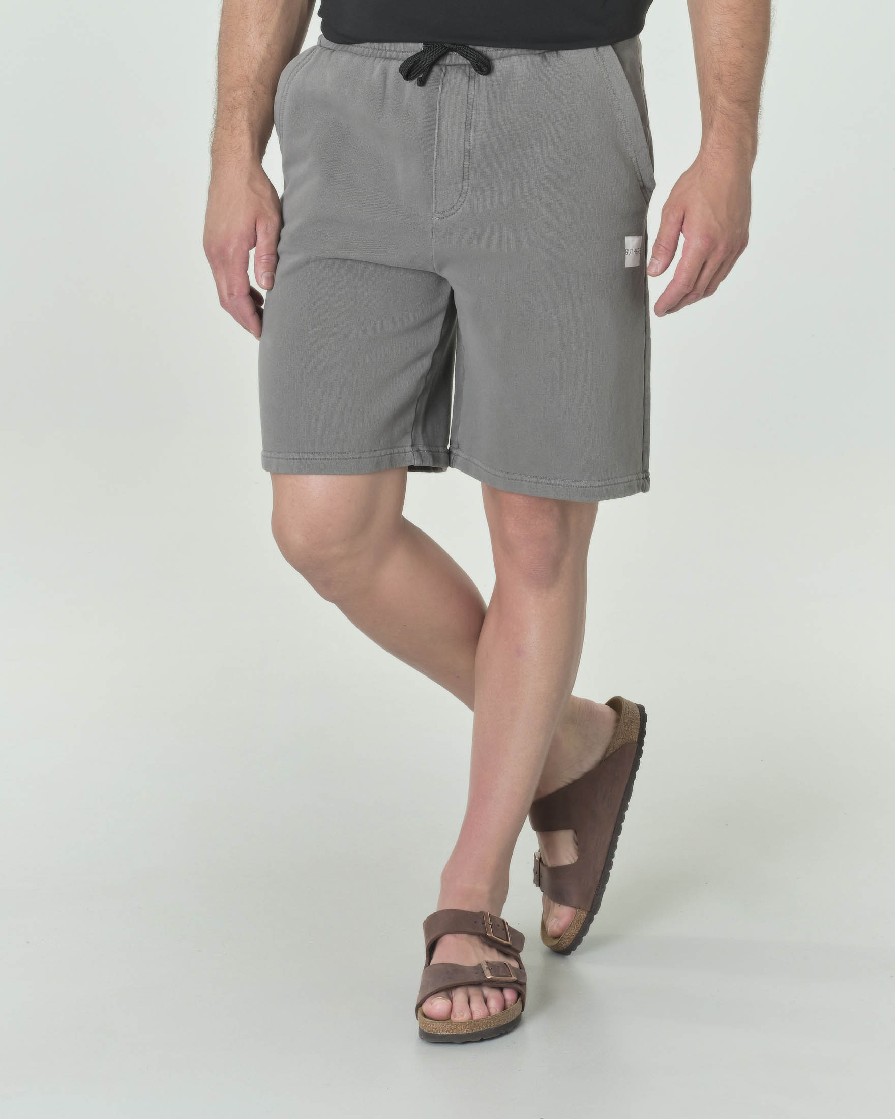 Bermuda grigi in felpa di puro cotone con logo sul fianco e sul retro