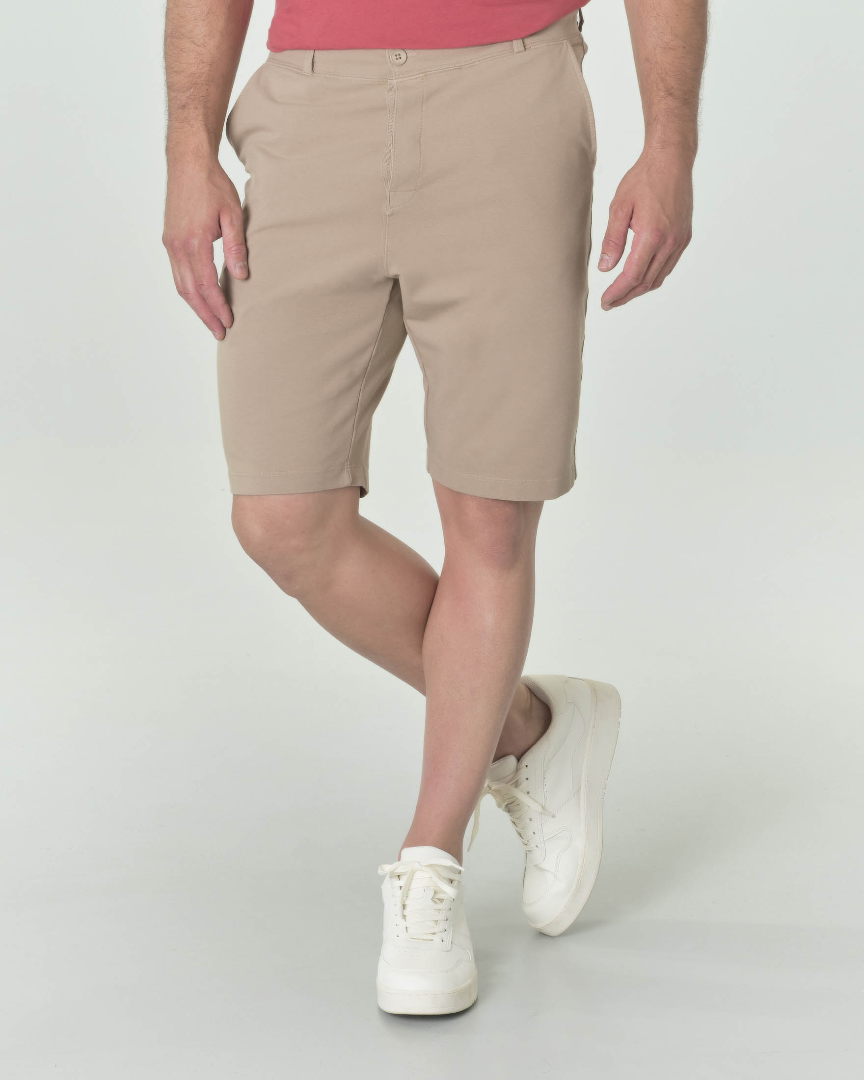 Bermuda chino color cammello in felpa di pima cotton stretch