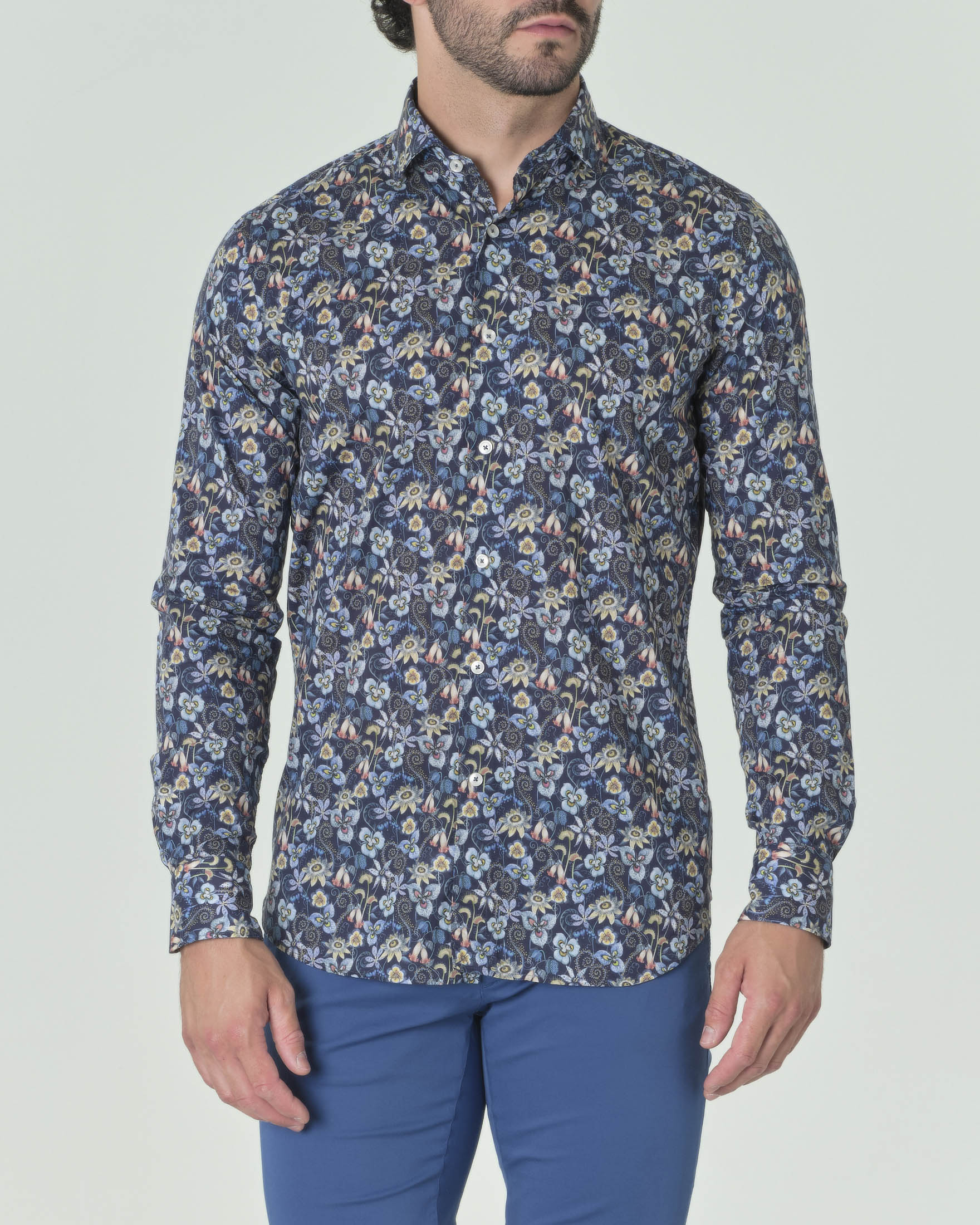 CAMICIA IN COTONE CON STAMPA - ÉCRU / BLU NAVY / STAMPA - DONNA | H&M IT - Foto 7