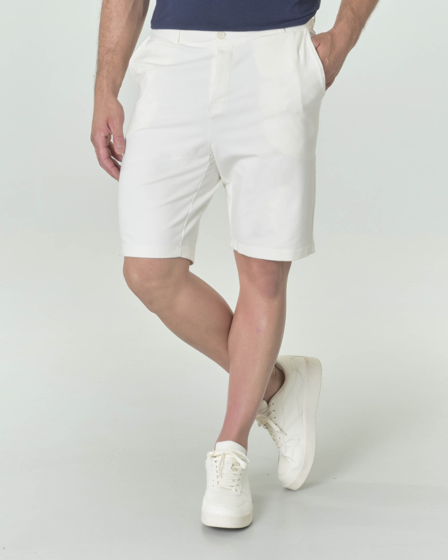 Bermuda chino bianco in felpa di pima cotton stretch