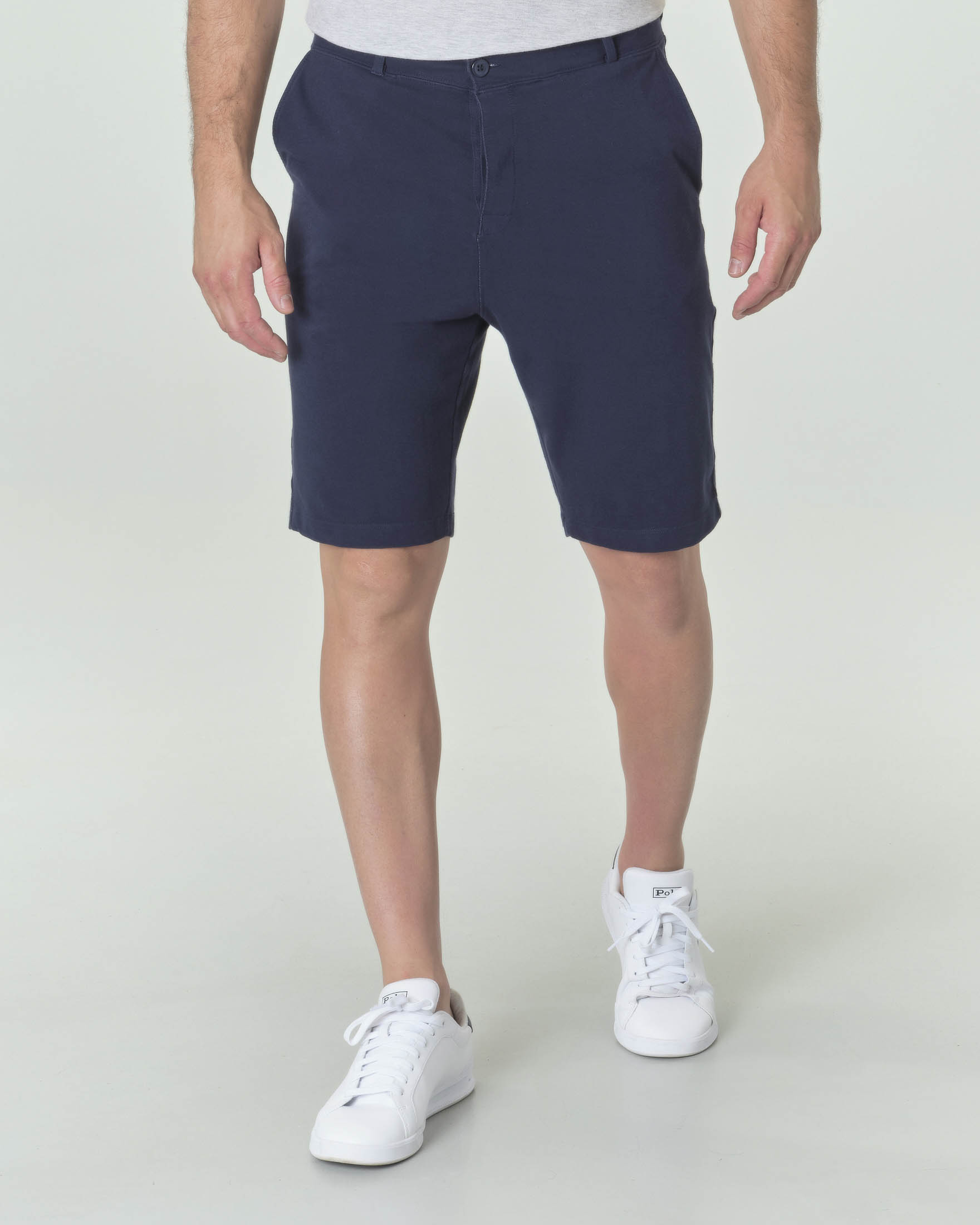 Bermuda chino blu in felpa di pima cotton stretch