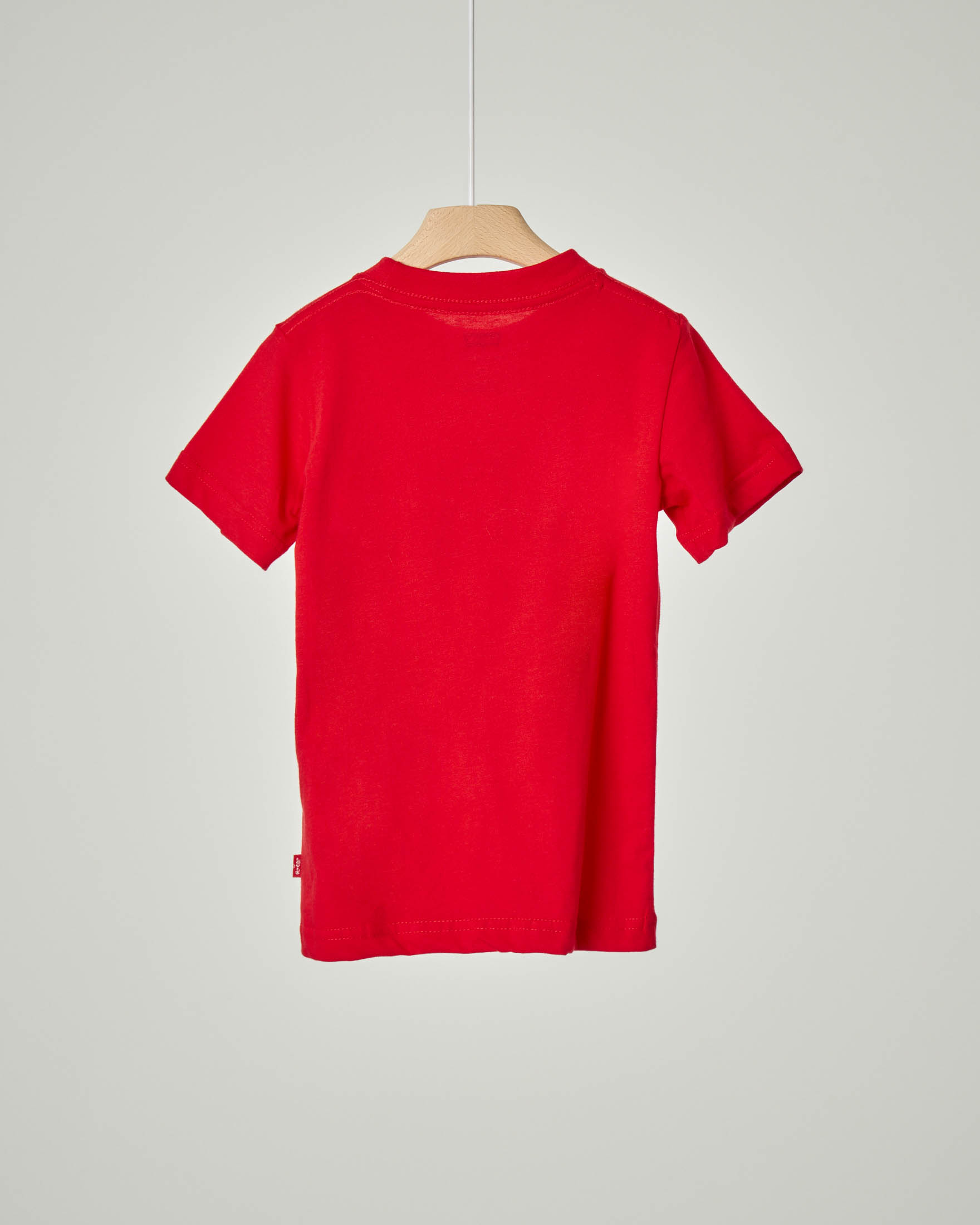 T-shirt rossa mezza manica con logo batwing bianco 