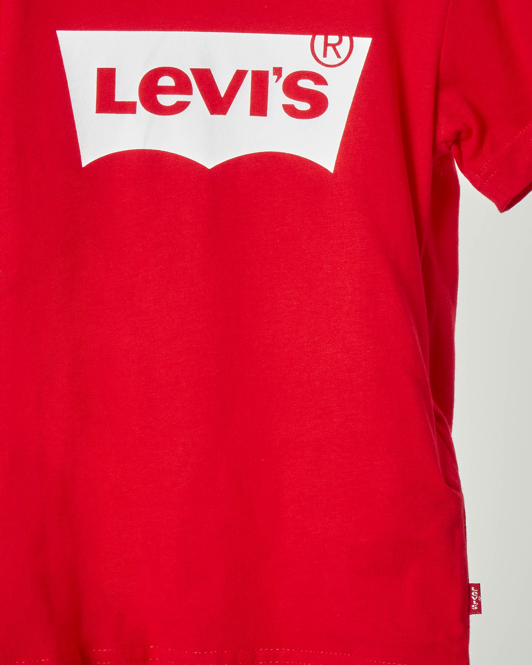 T-shirt rossa mezza manica con logo batwing bianco 