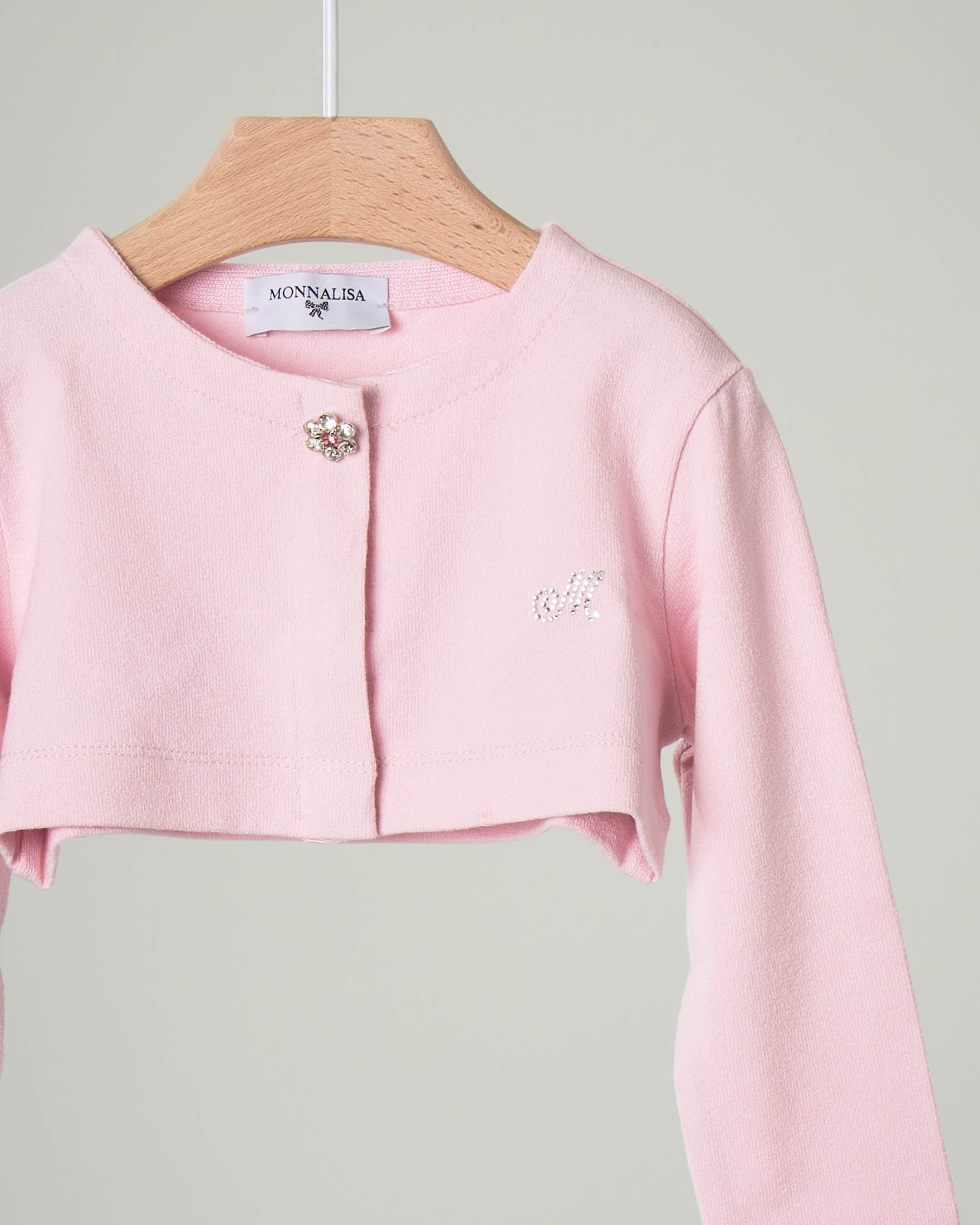 Coprispalle rosa in crêpe con bottone gioiello 9-24 mesi image