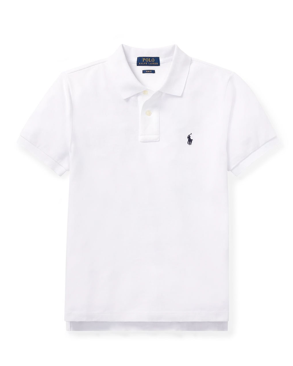 Polo bianca mezza manica in piquè con logo pony ricamato