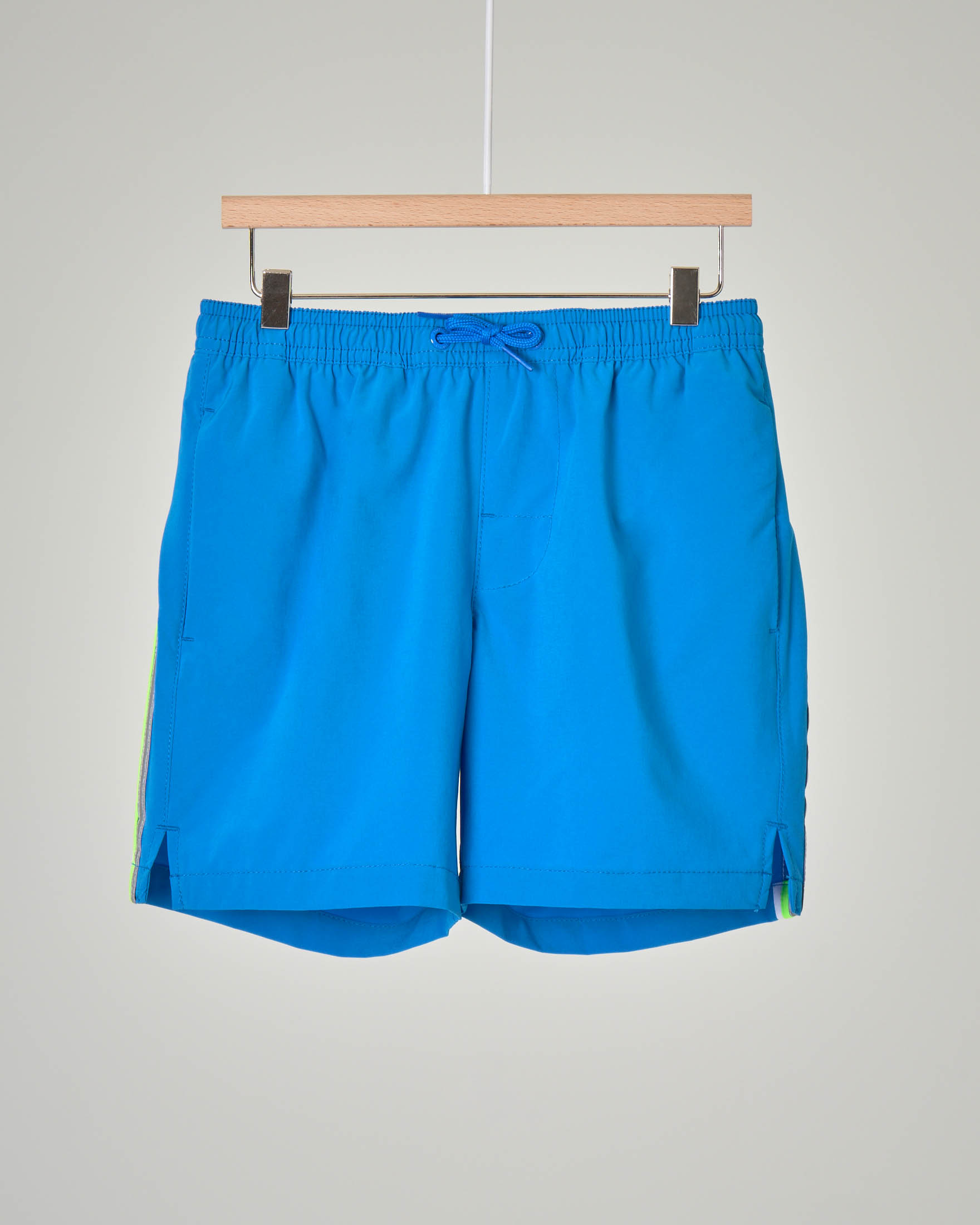 Boxer mare azzurro in tessuto stretch con arcobaleno nero verde e bianco 4-14 anni