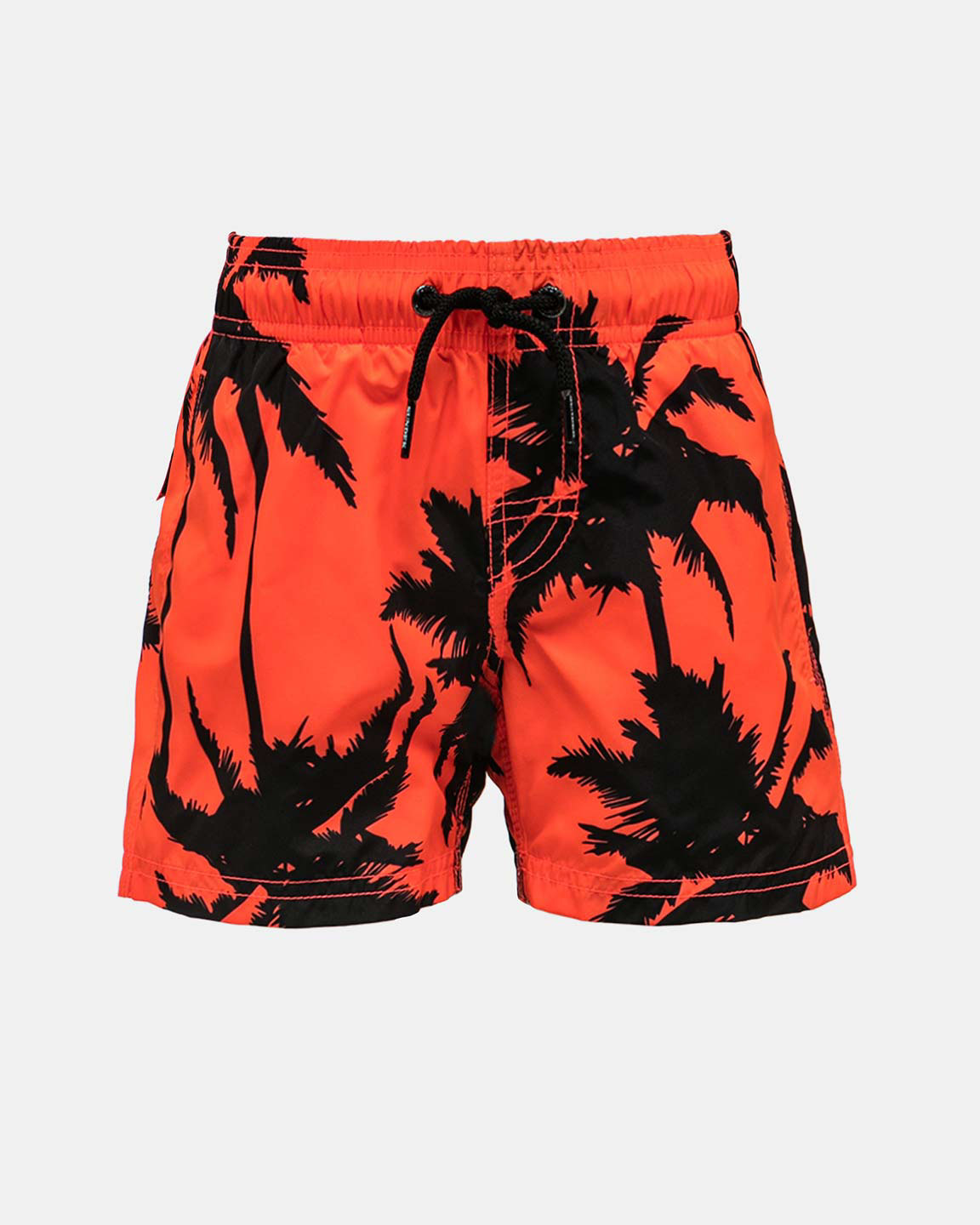 Boxer mare arancione con fantasia palme nere e coulisse in vita 10-16 anni