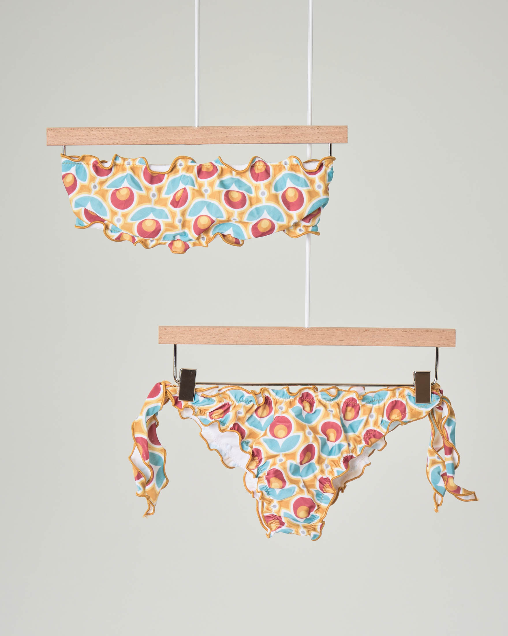 Bikini ocra in fantasia gemetrica multicolor 8-12 anni