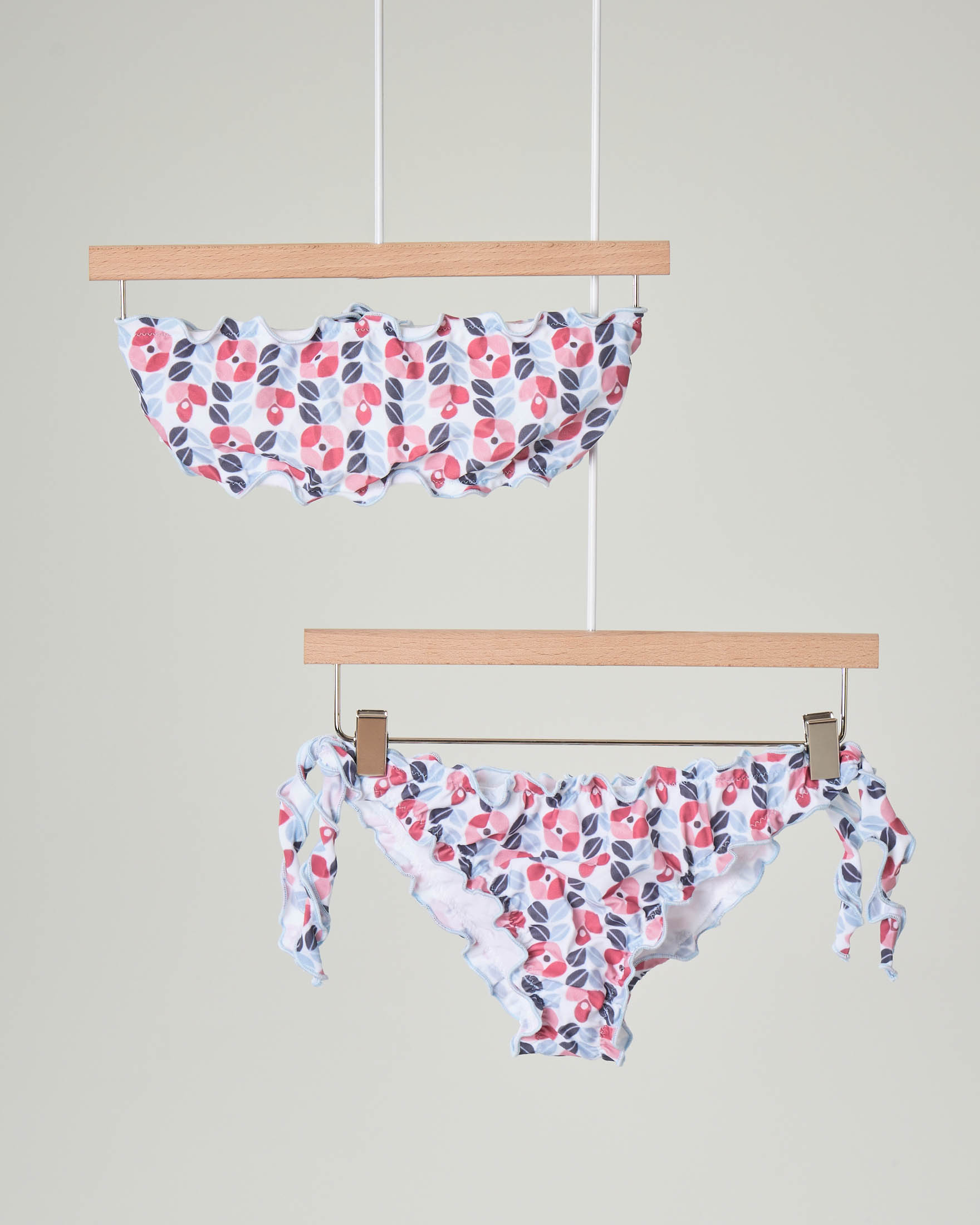 Bikini bianco in fantasia gemotrica a fiori 8-12 anni