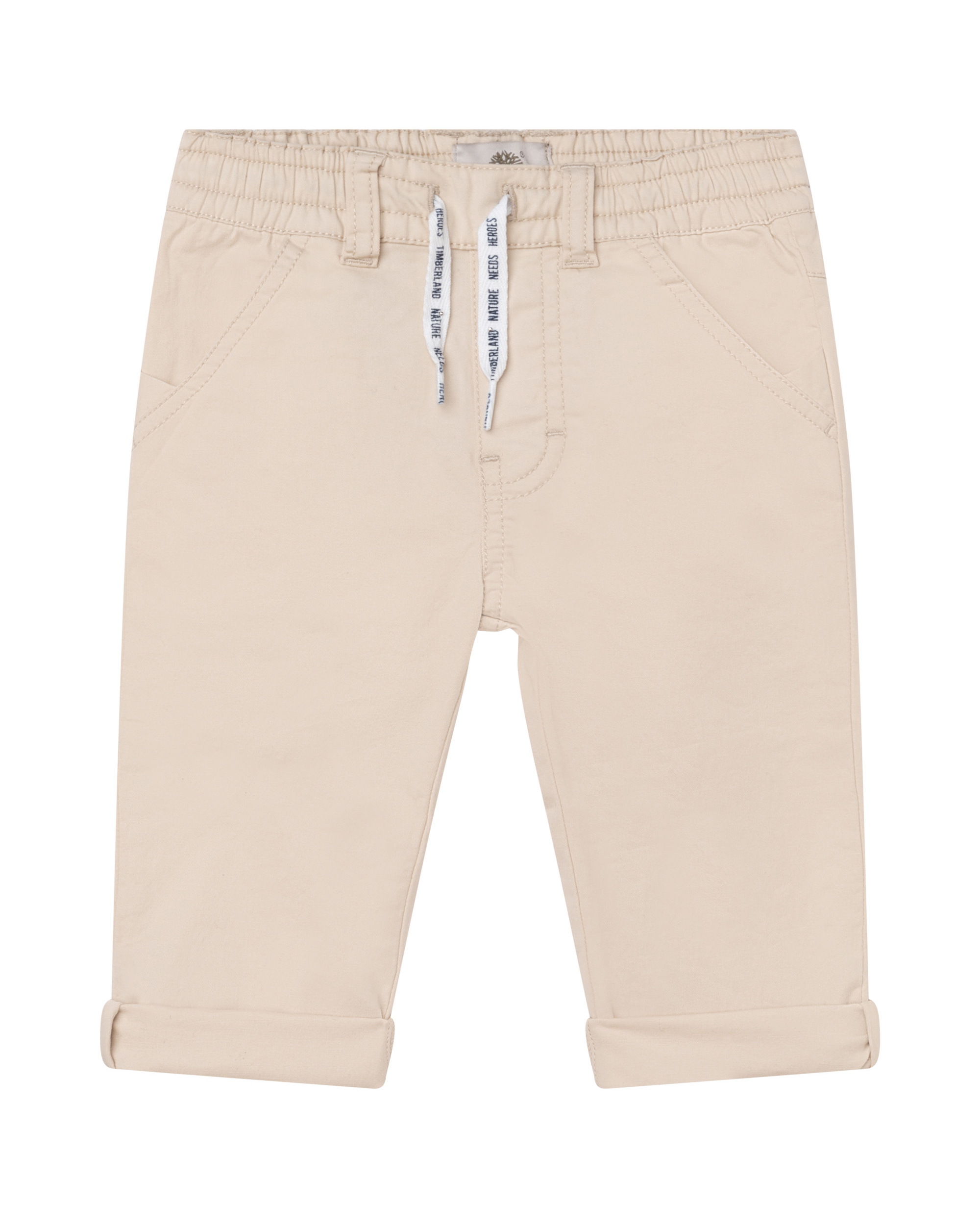Pantalone chino sabbia in gabardina di cotone stretch con elastico in vita regolato da coulisse 9-18 mesi