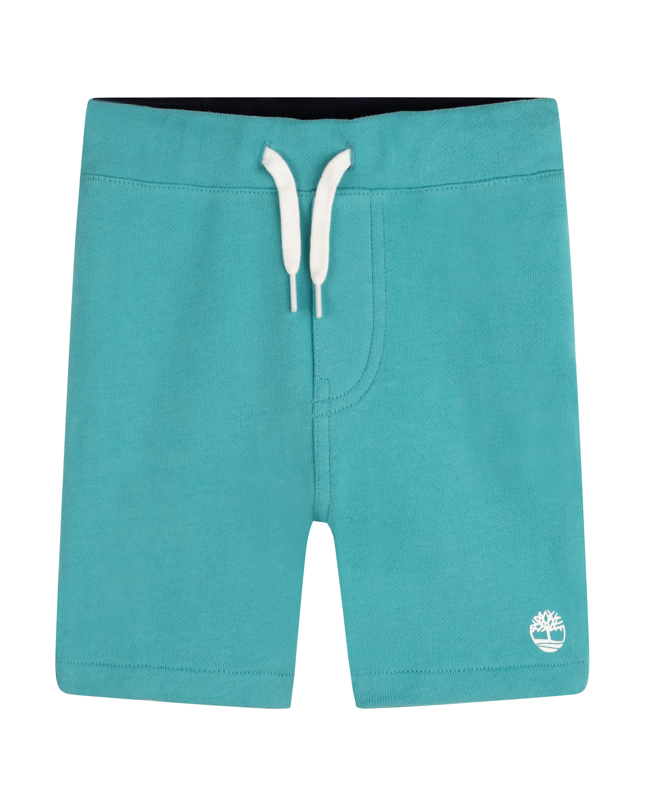 Bermuda in felpa di cotone verde acqua con elastico grigio porta logo sul retro 6-18 mesi