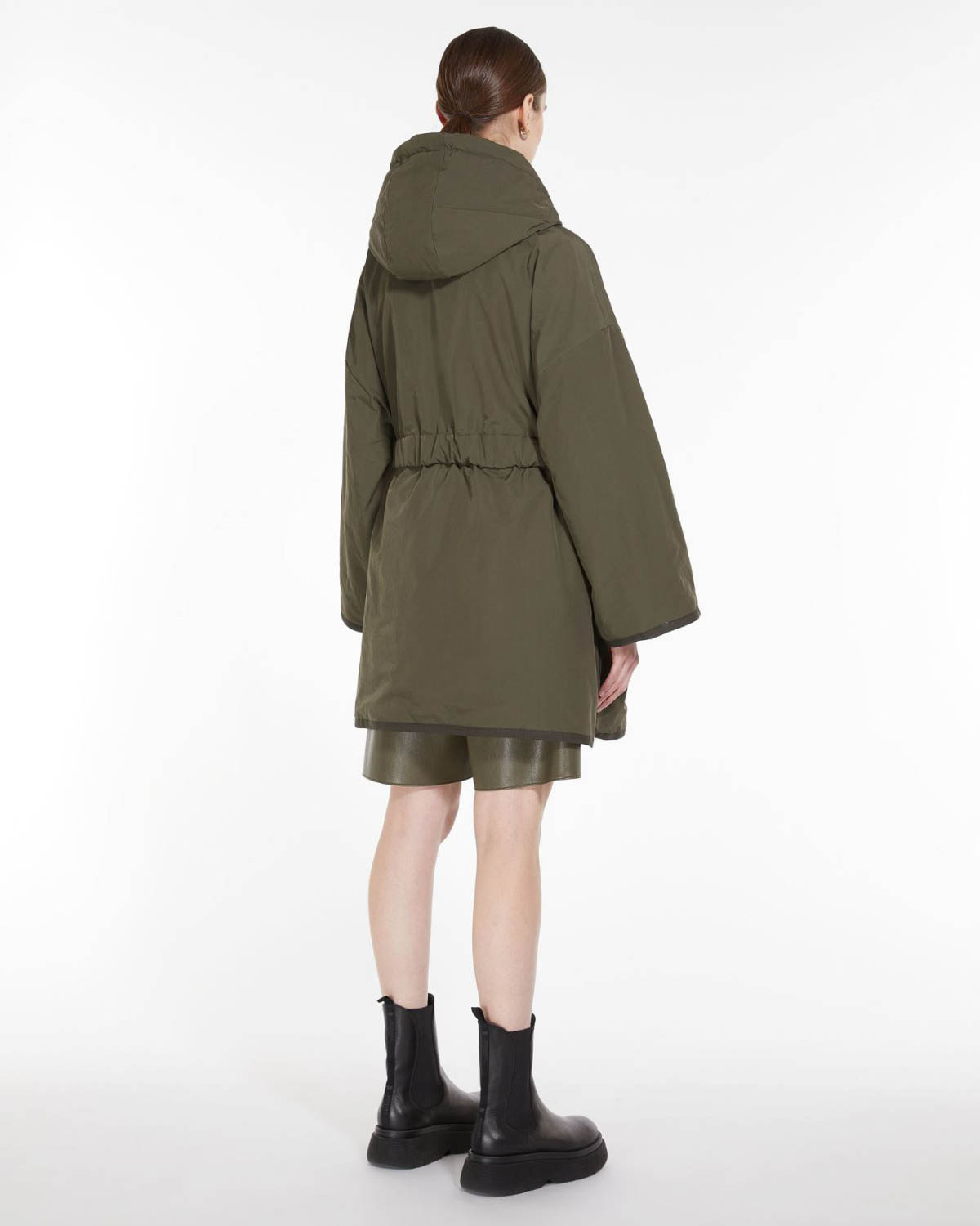 Parka verde e outlet pelle