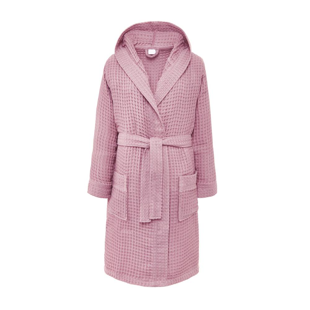 Women's lilac honeycomb bathrobe in organic cotton