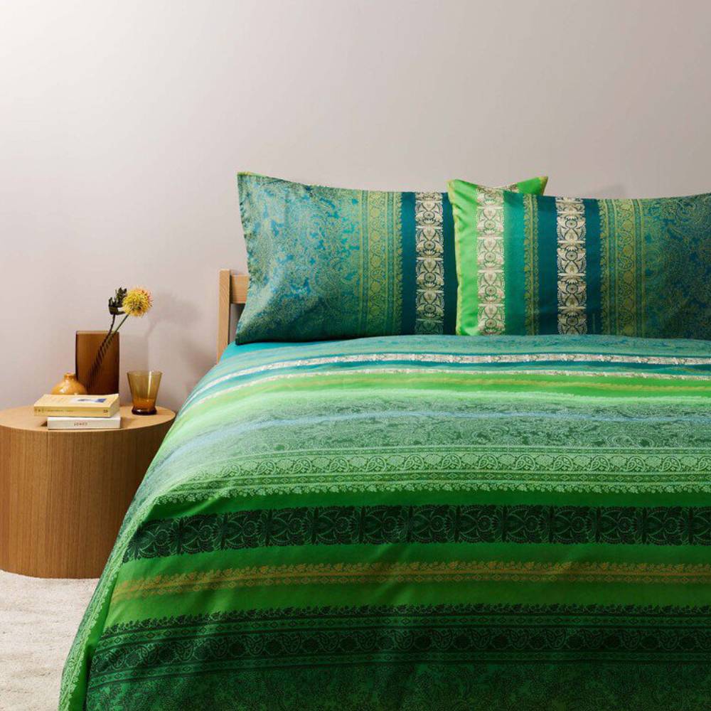 Luxudecor Set Copripiumino Queen Size 7 Pezzi Floreale Verde Oliva: Biancheria Da Letto Morbida E Elegante - 5