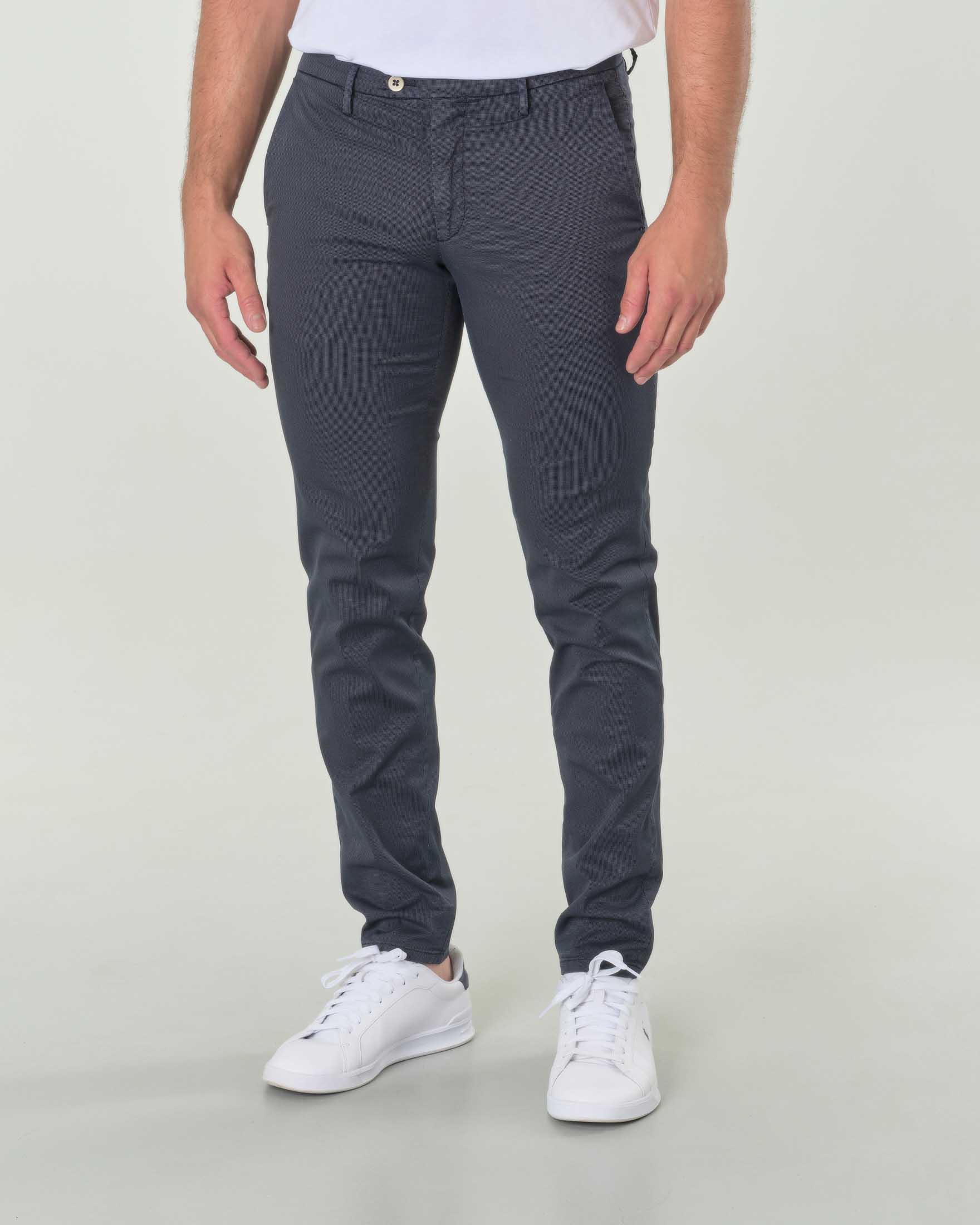 Pantaloni chino Brad blu navy in tessuto punto spillo di cotone stretch