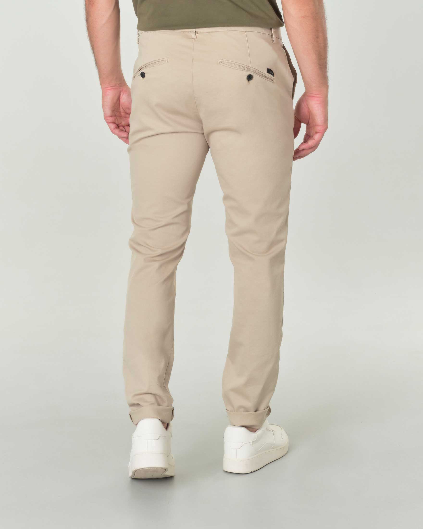 Pantalone chino Osaka beige in tricotina di cotone stretch carrot-fit