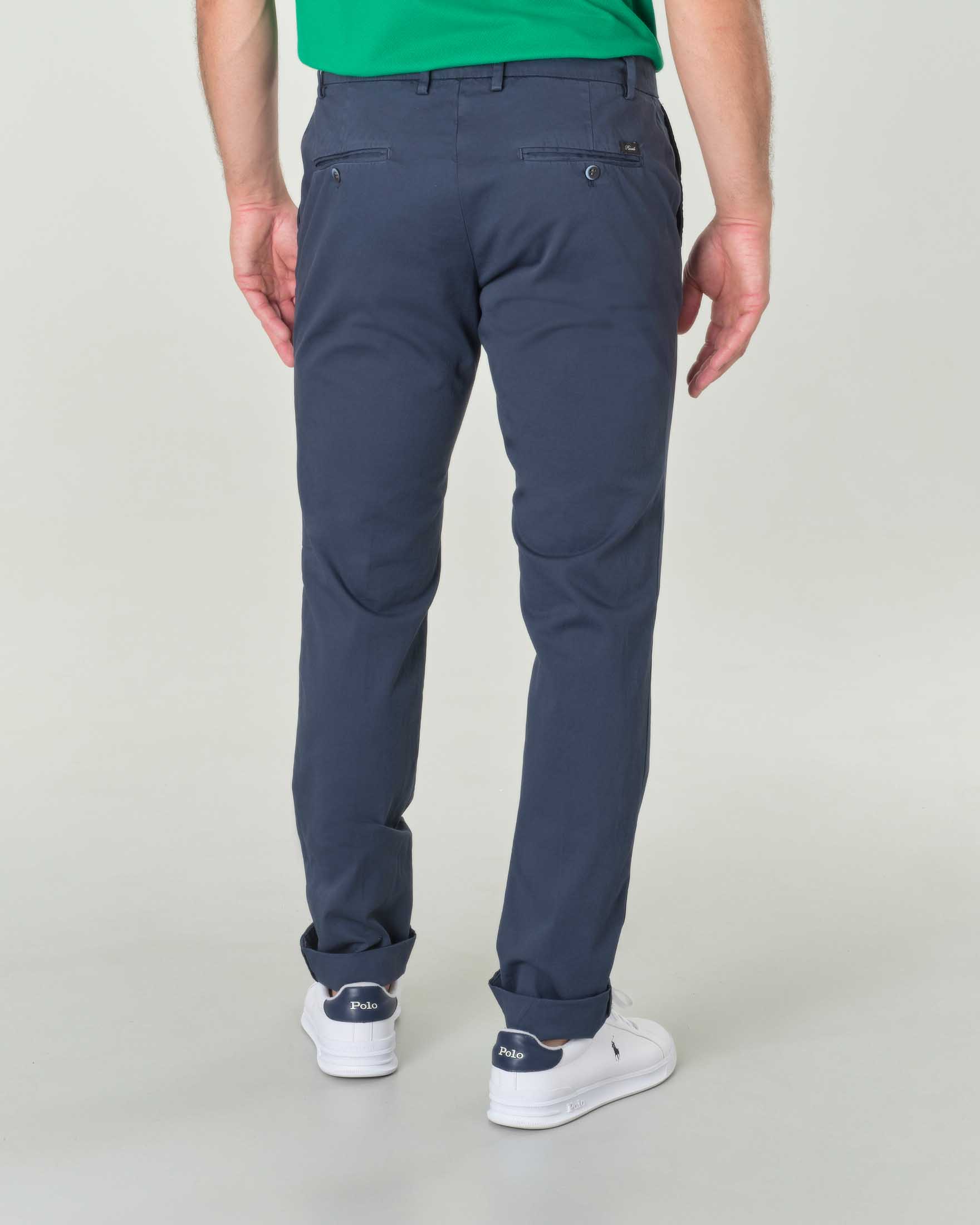 Pantalone chino Levanto blu in broken twill di cotone stretch