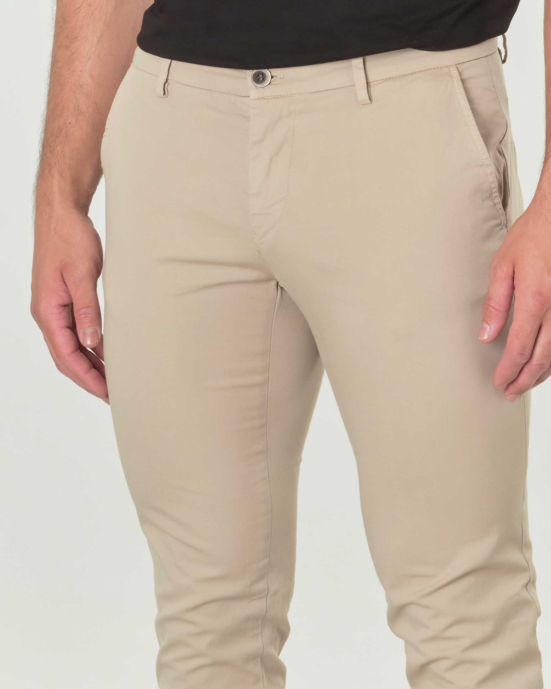 Pantalone chino Levanto beige in broken twill di cotone stretch
