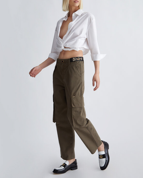 Pantaloni cargo in twill Donna, Verde