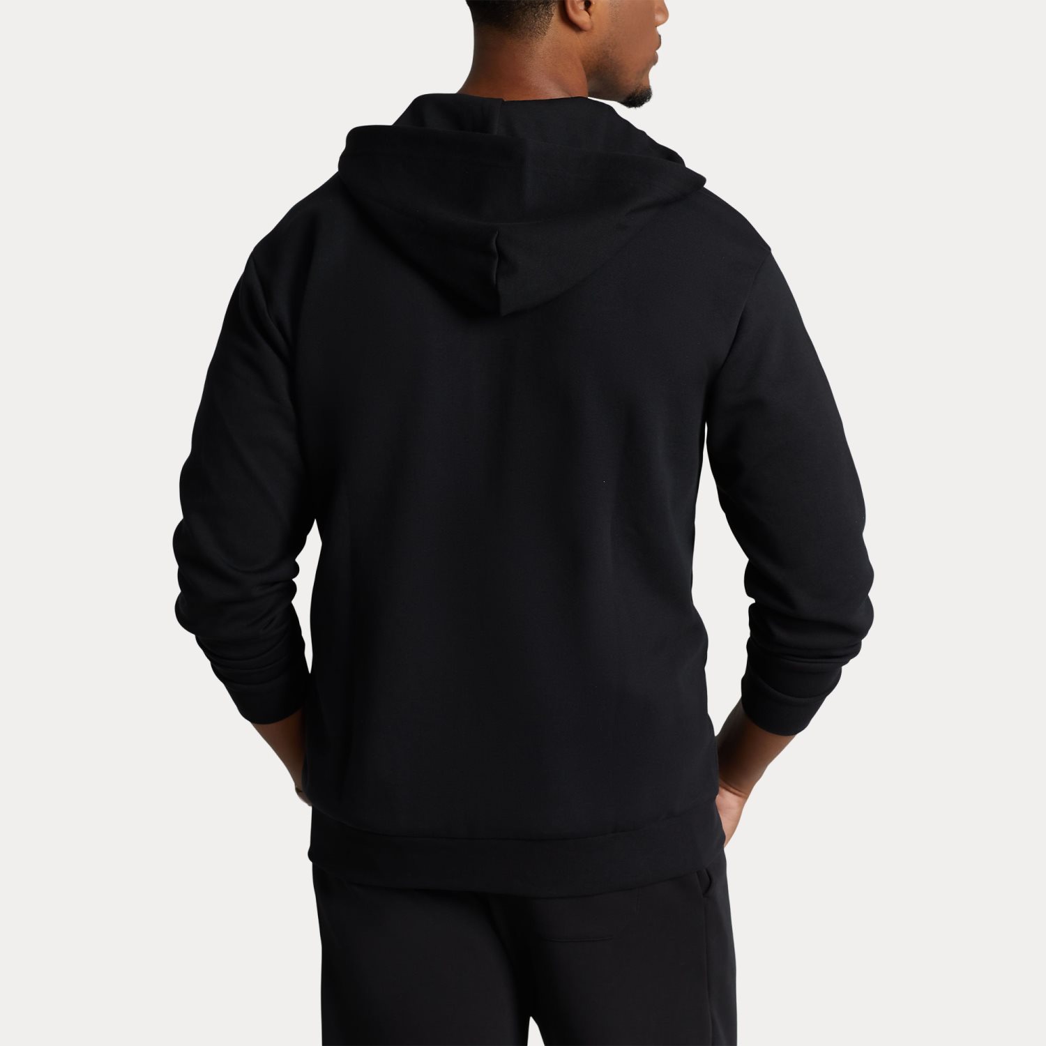 Felpa Polo Ralph Lauren nera con cappuccio e chiusura zip in interlock di cotone image