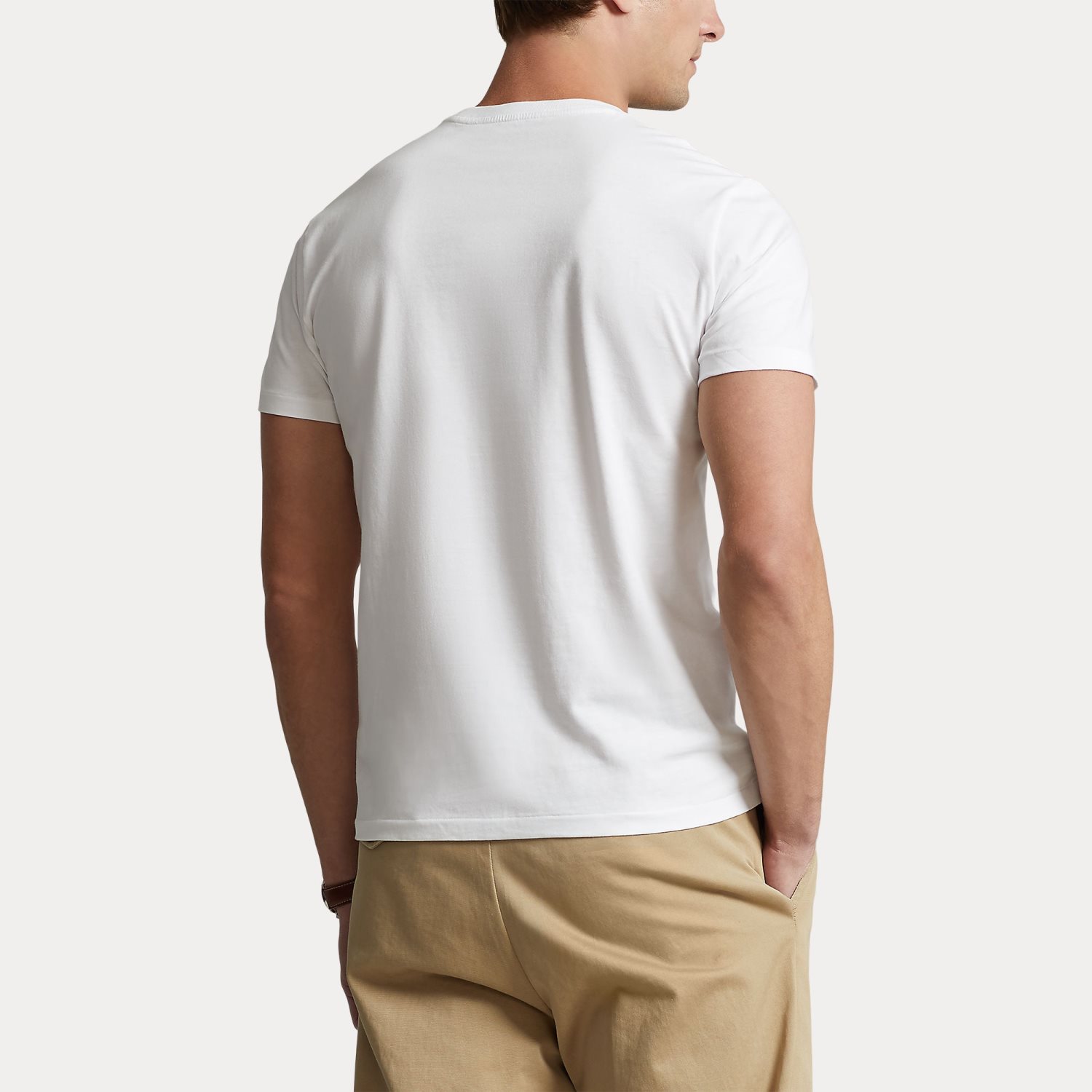 T-shirt mezza manica Polo Ralph Lauren bianca custom slim-fit con logo pony rosso