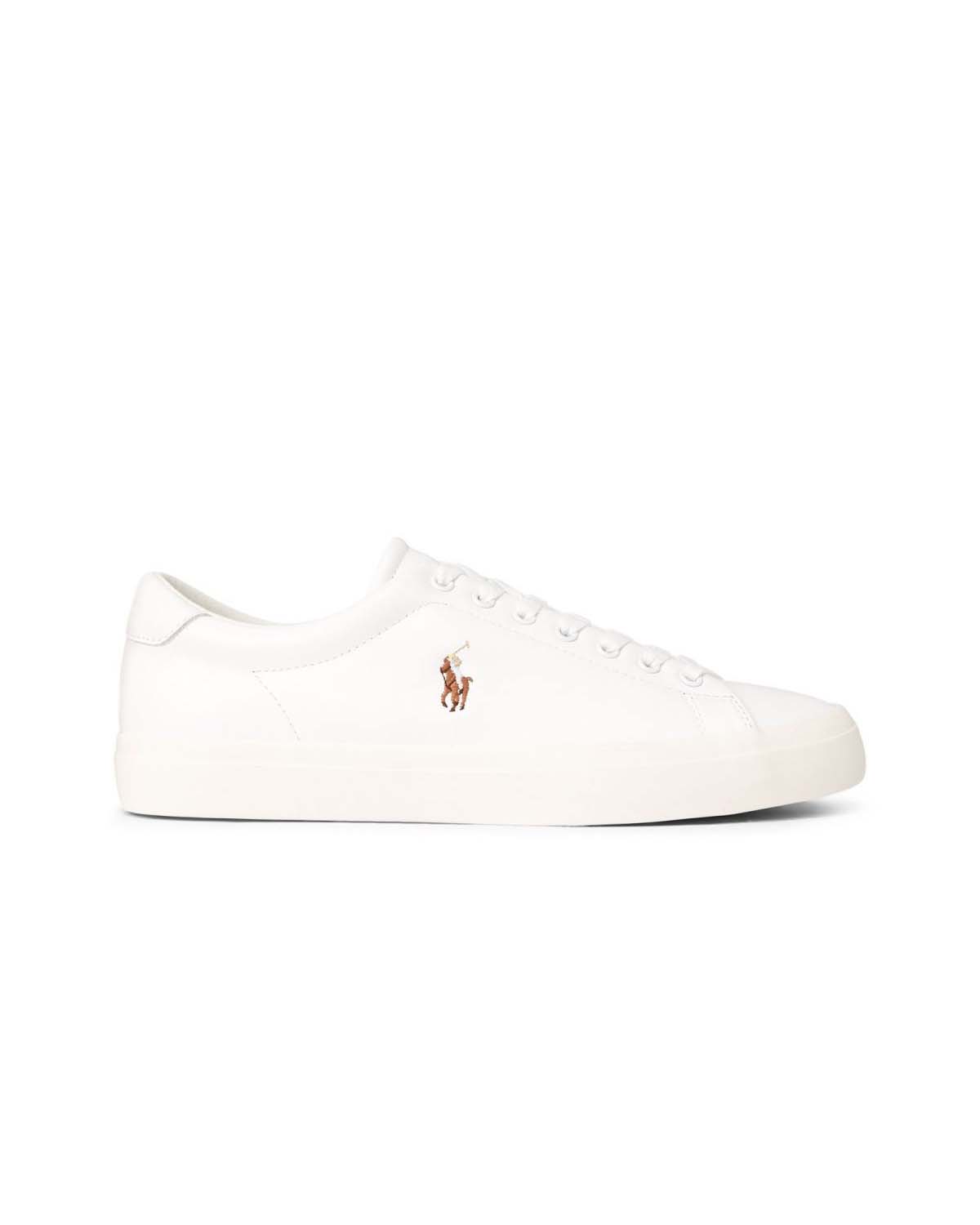 Sneakers Longwood bianche in pelle con logo ricamato sul lato esterno