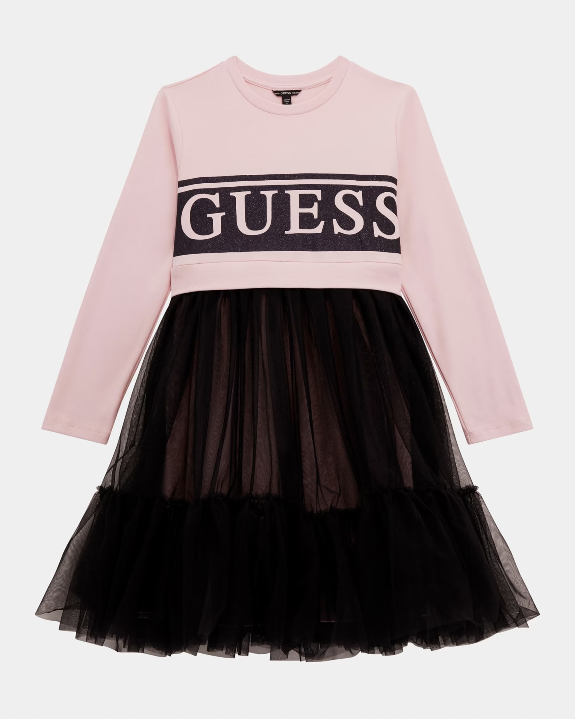 Abito in felpa rosa di cotone con gonna in tulle nero 2 6 anni