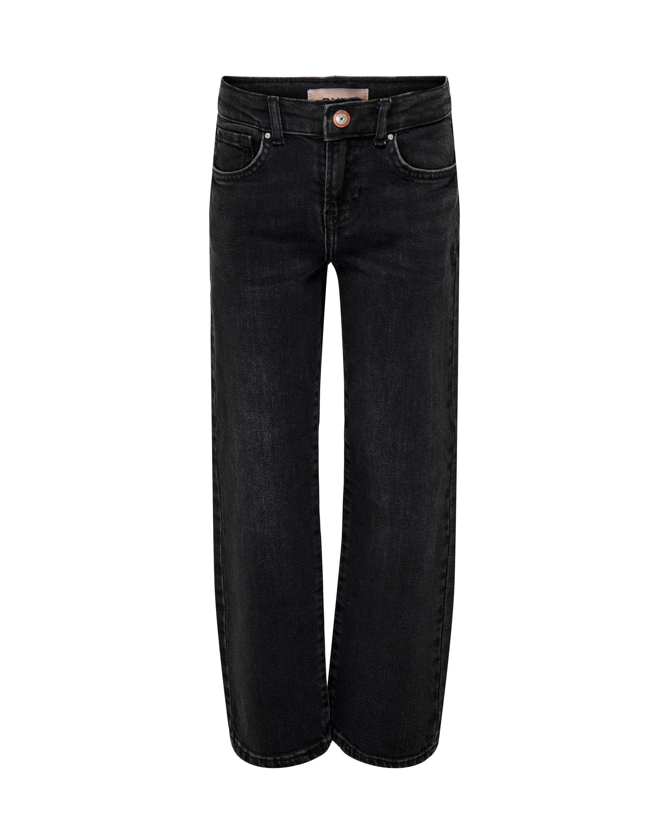 Jeans nero wide leg in cotone stretch stone washed