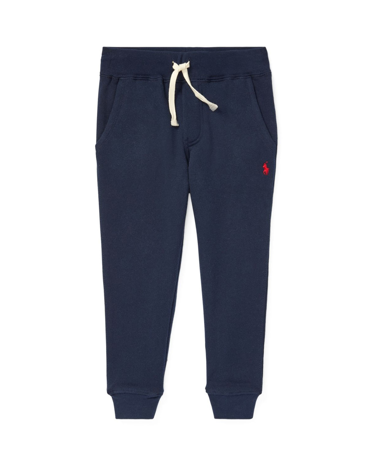 Pantalone Polo blu in felpa di cotone con logo pony rosso