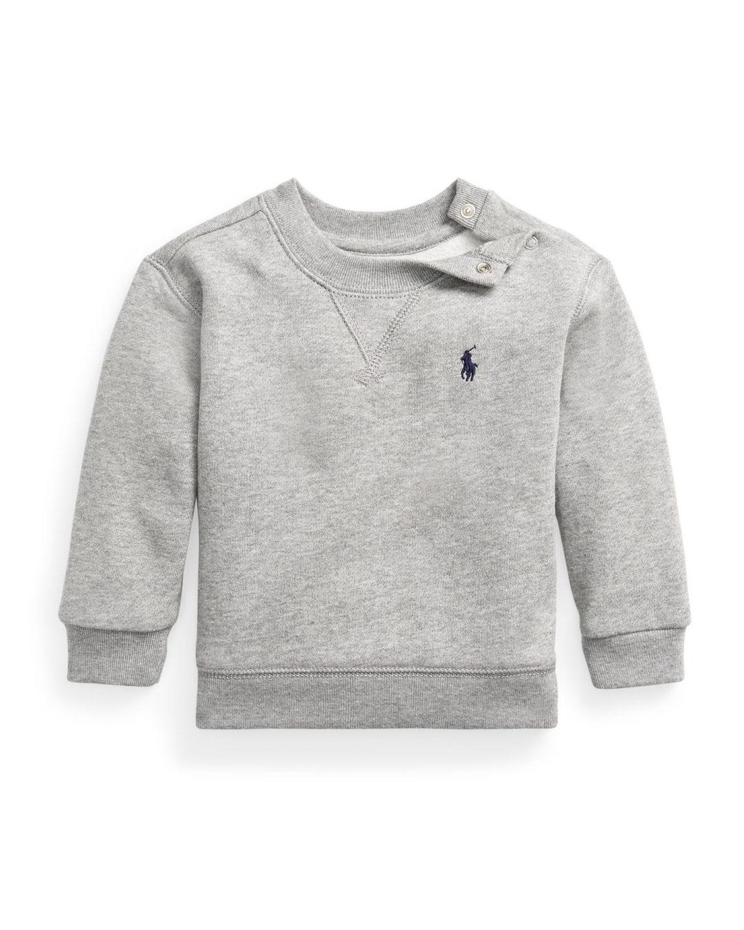 Felpa Polo grigia girocollo con logo pony blu