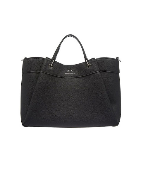 Borsa a mano sagomata in similpelle martellata con pinces e logo - Main Image