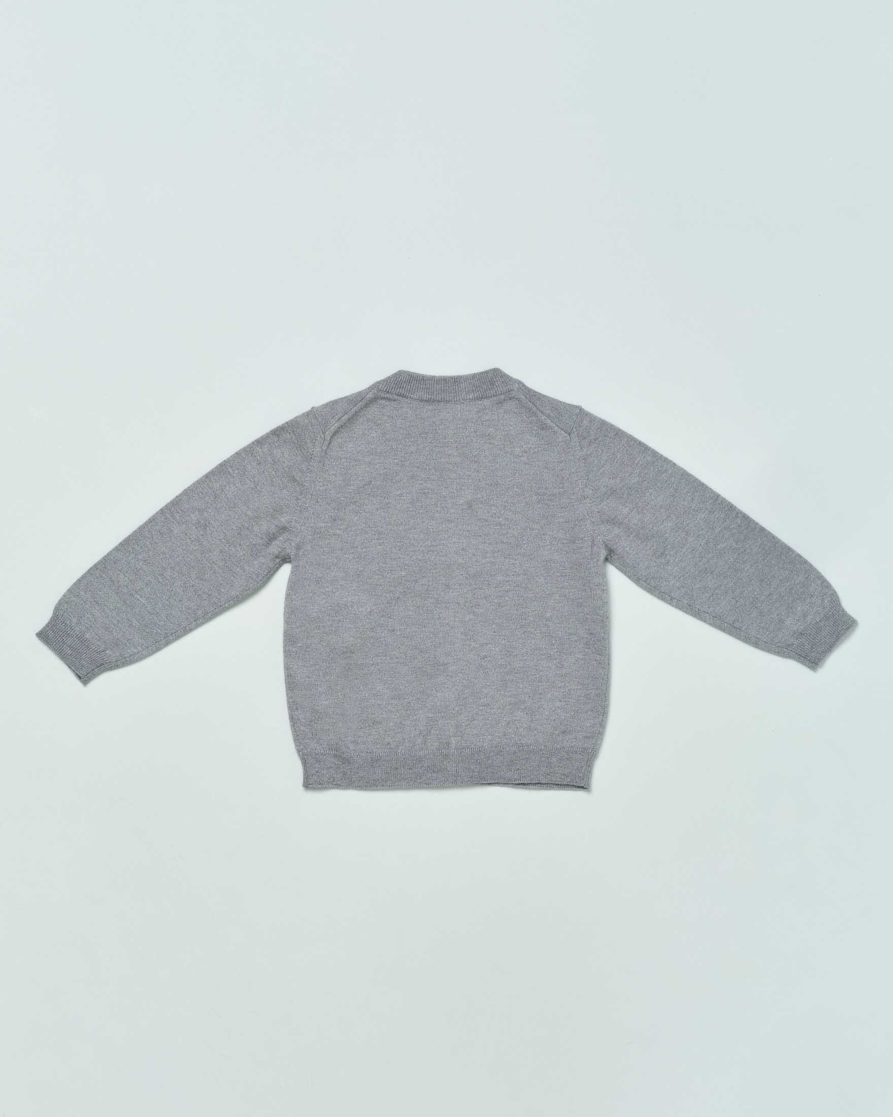 Maglioncino cardigan grigio Emporio Armani Junior con chiusura zip in misto lana e cotone 