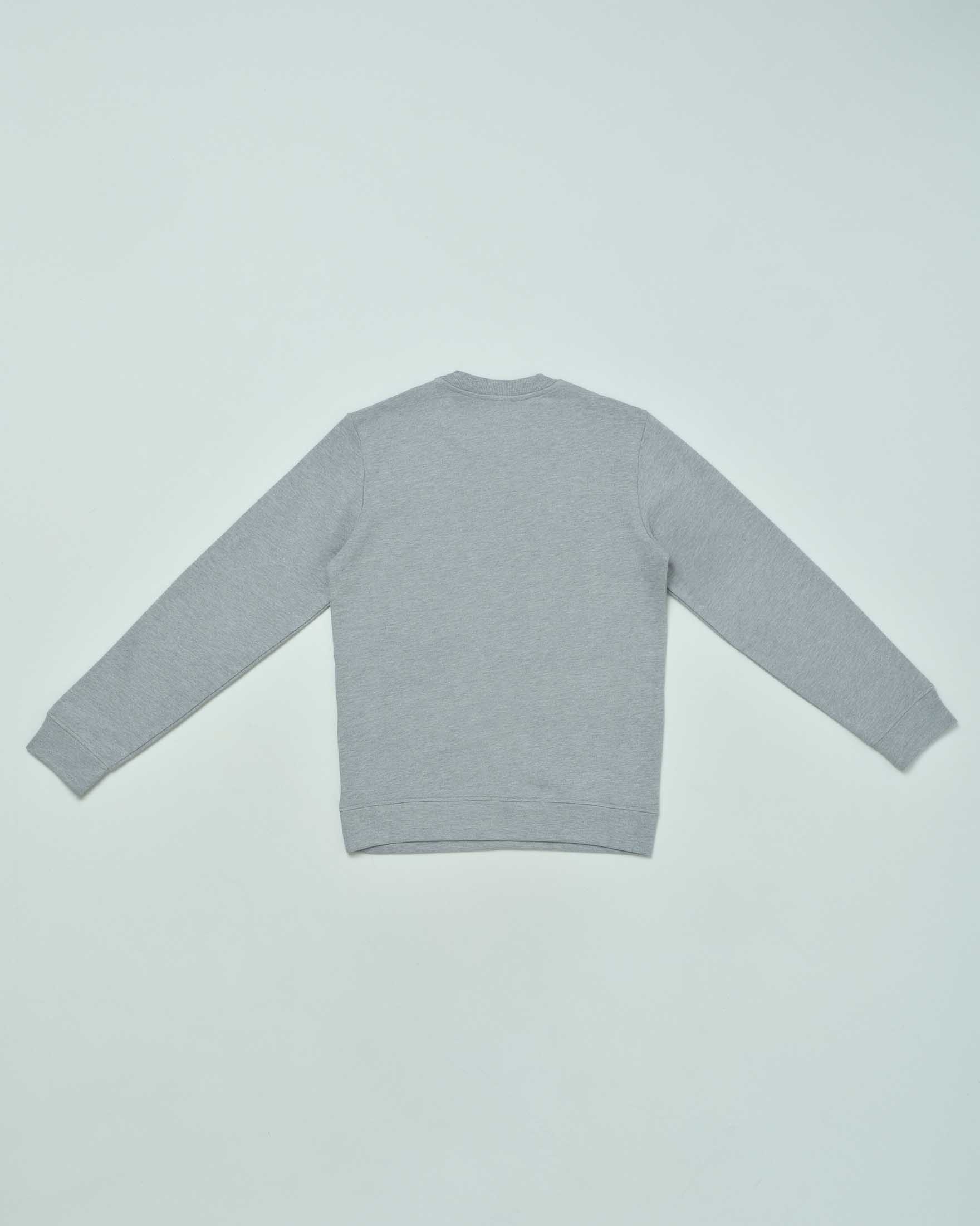 Felpa grigia girocollo Emporio Armani Junior in misto modal e cotone con logo aquila bianco