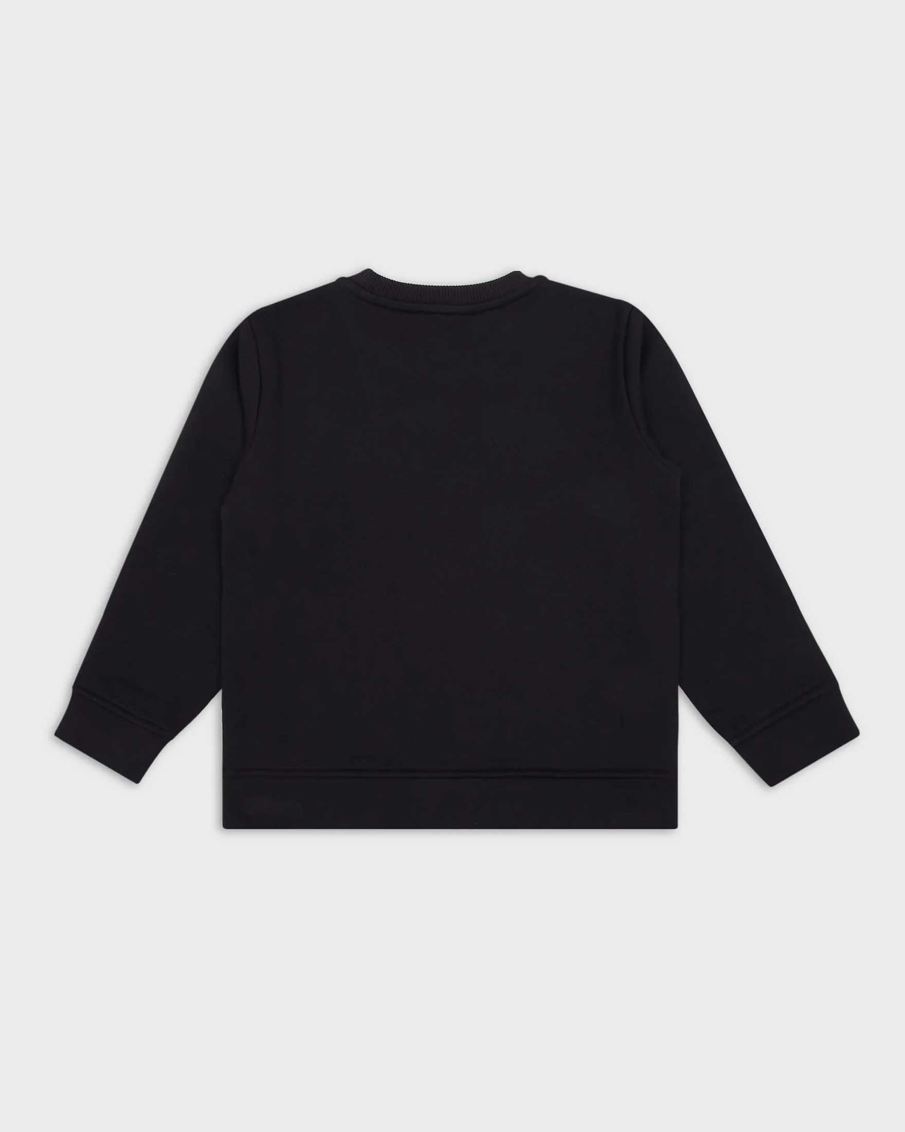 Felpa blu girocollo Emporio Armani Junior in misto modal e cotone con logo aquila bianco 