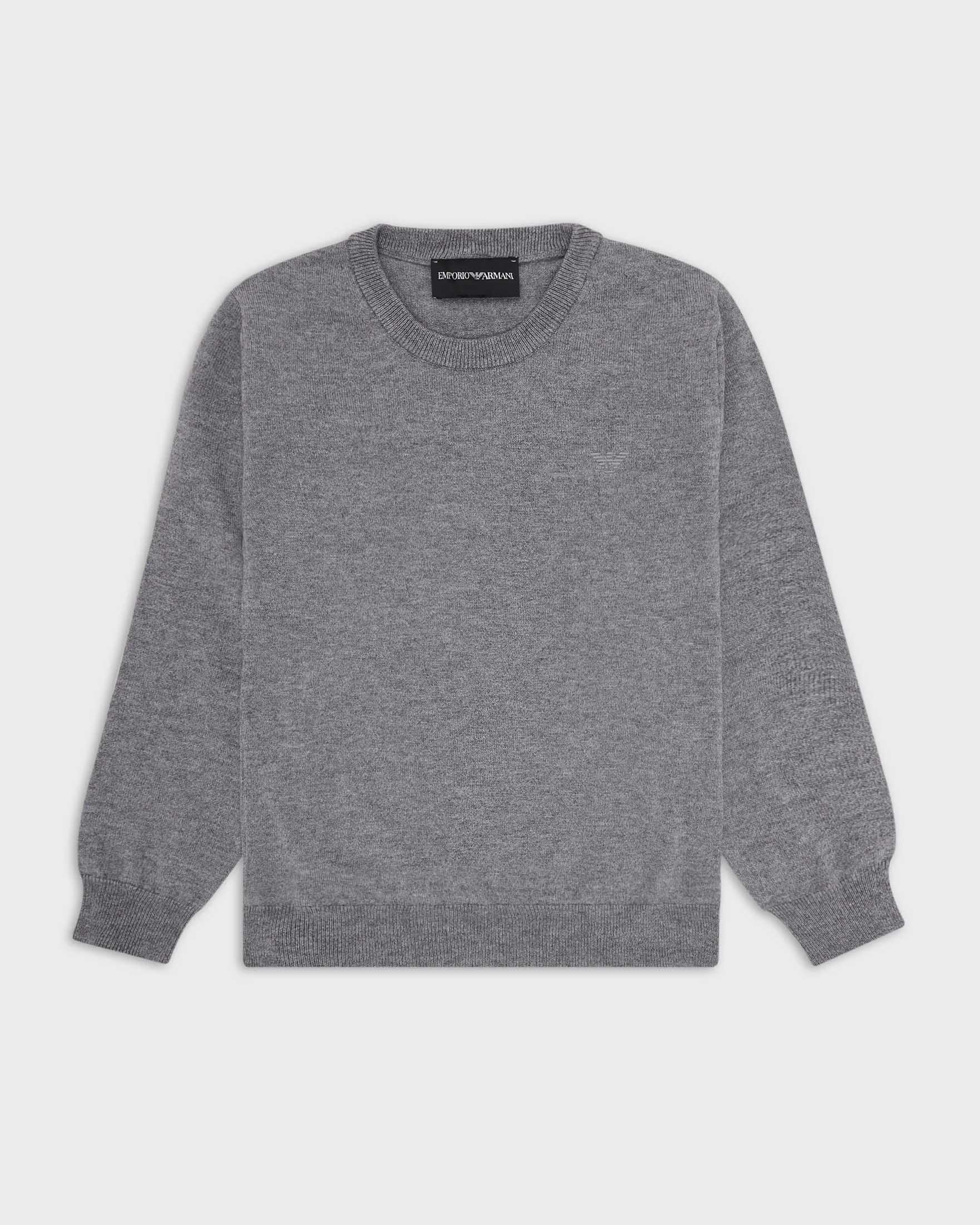 Maglione girocollo da donna in cotone grigio scuro con logo sul retro