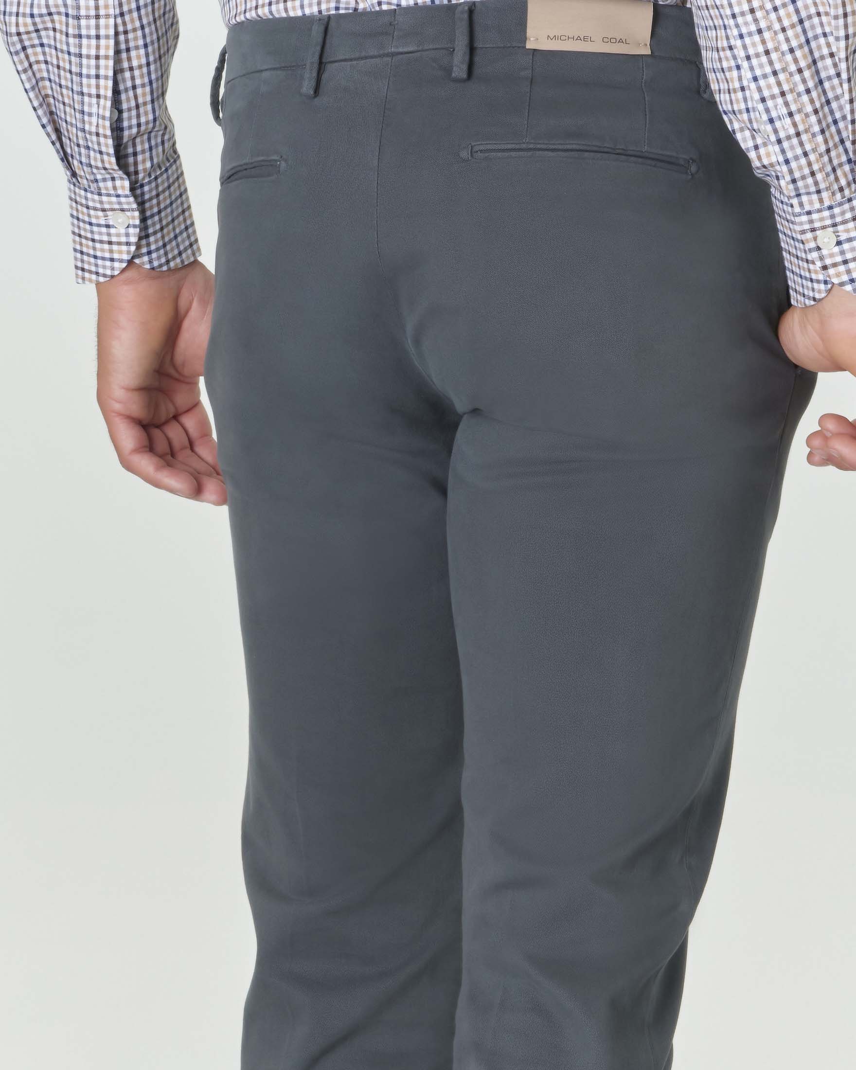 Pantalone chino Michael Coal Brad grigio antracite in gabardina di