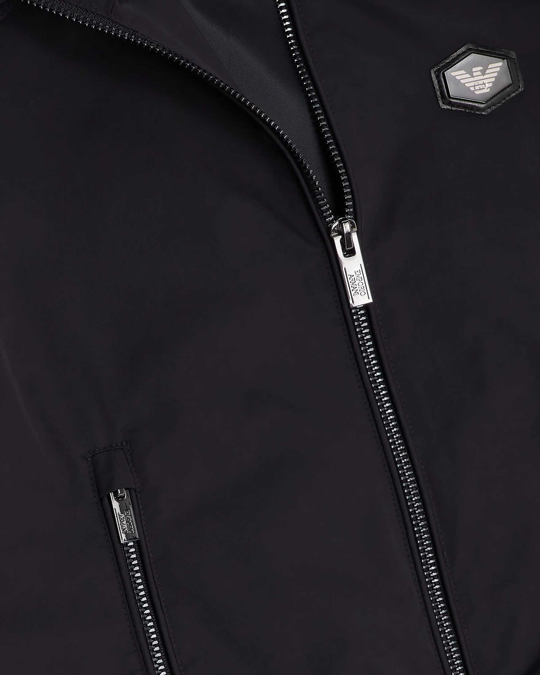 Giubbino Emporio Armani Junior blu in nylon idrorepellente con cappuccio  image