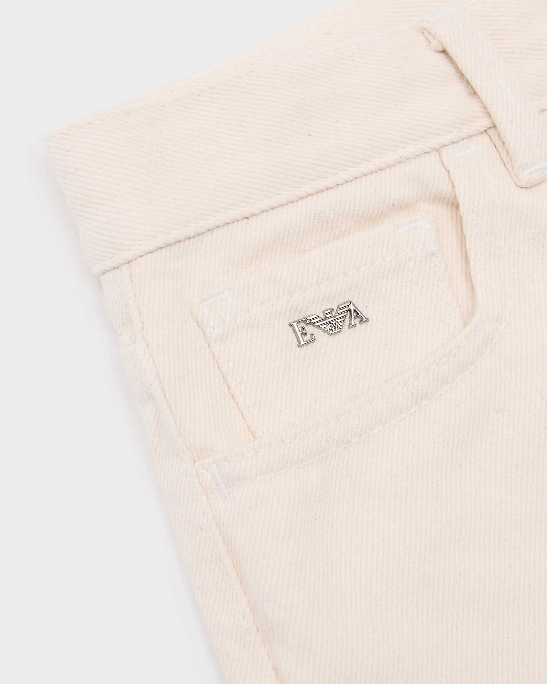 Pantalone cinque tasche avorio wide leg in cotone biologico 10-14 anni image