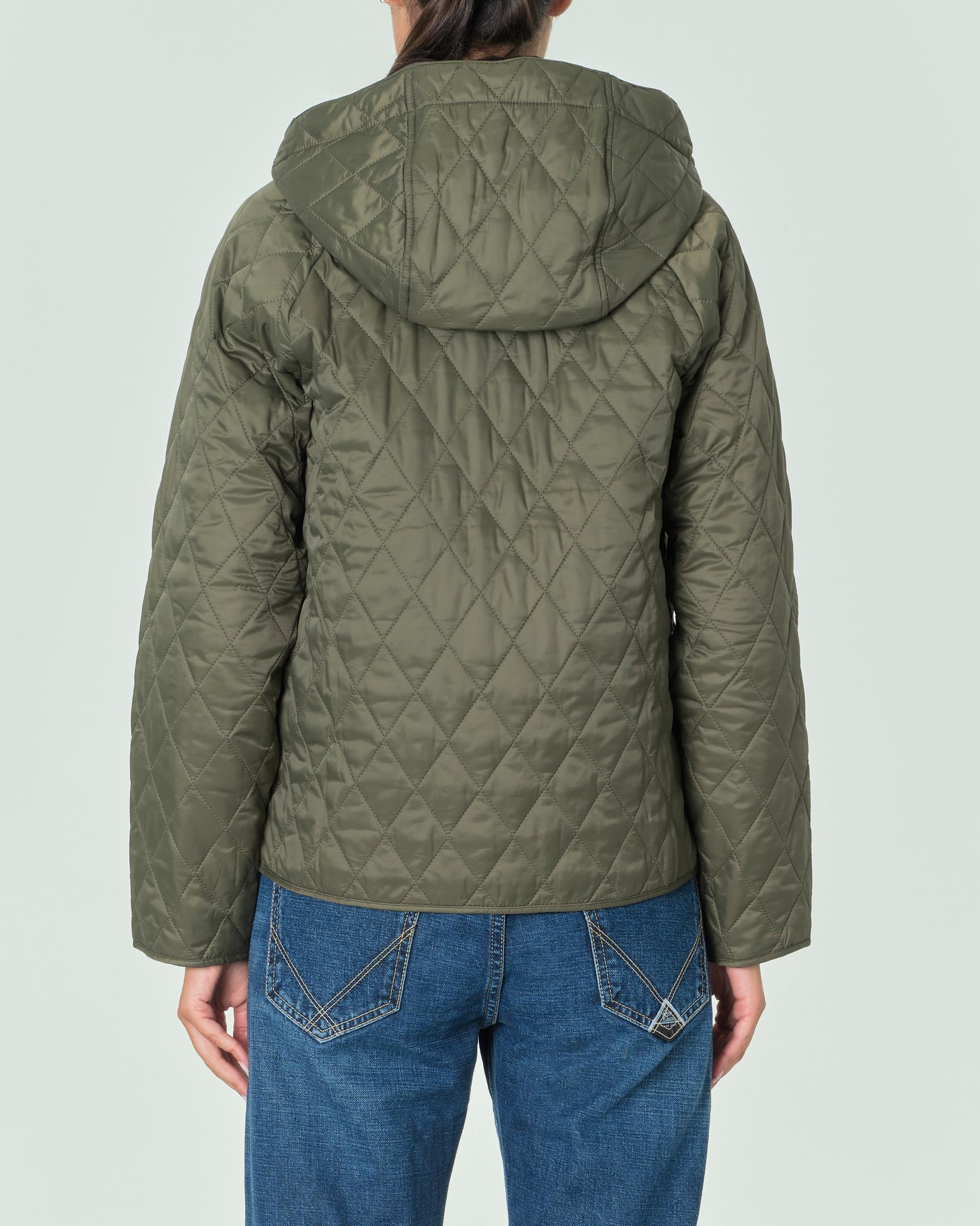 Giacca verde militare outlet con maniche in pelle