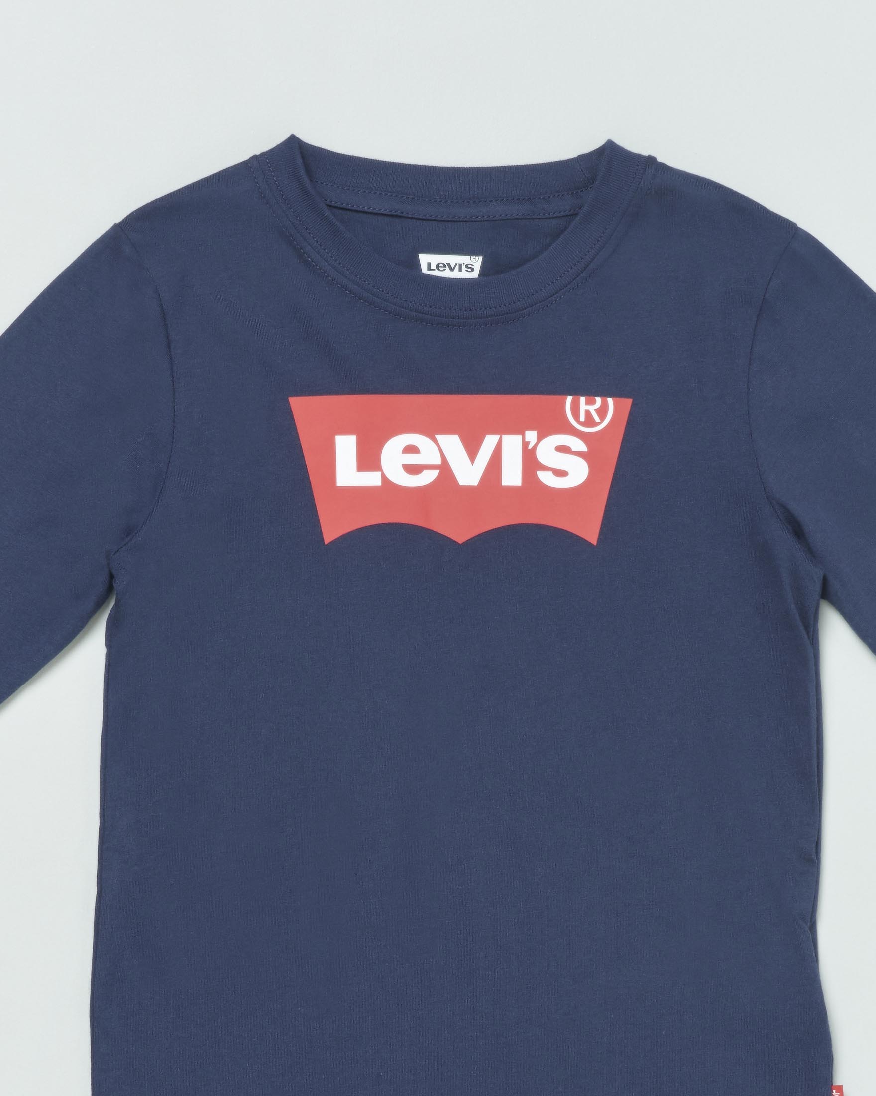T-shirt Levi's blu a manica lunga in cotone con logo batwing rosso  image