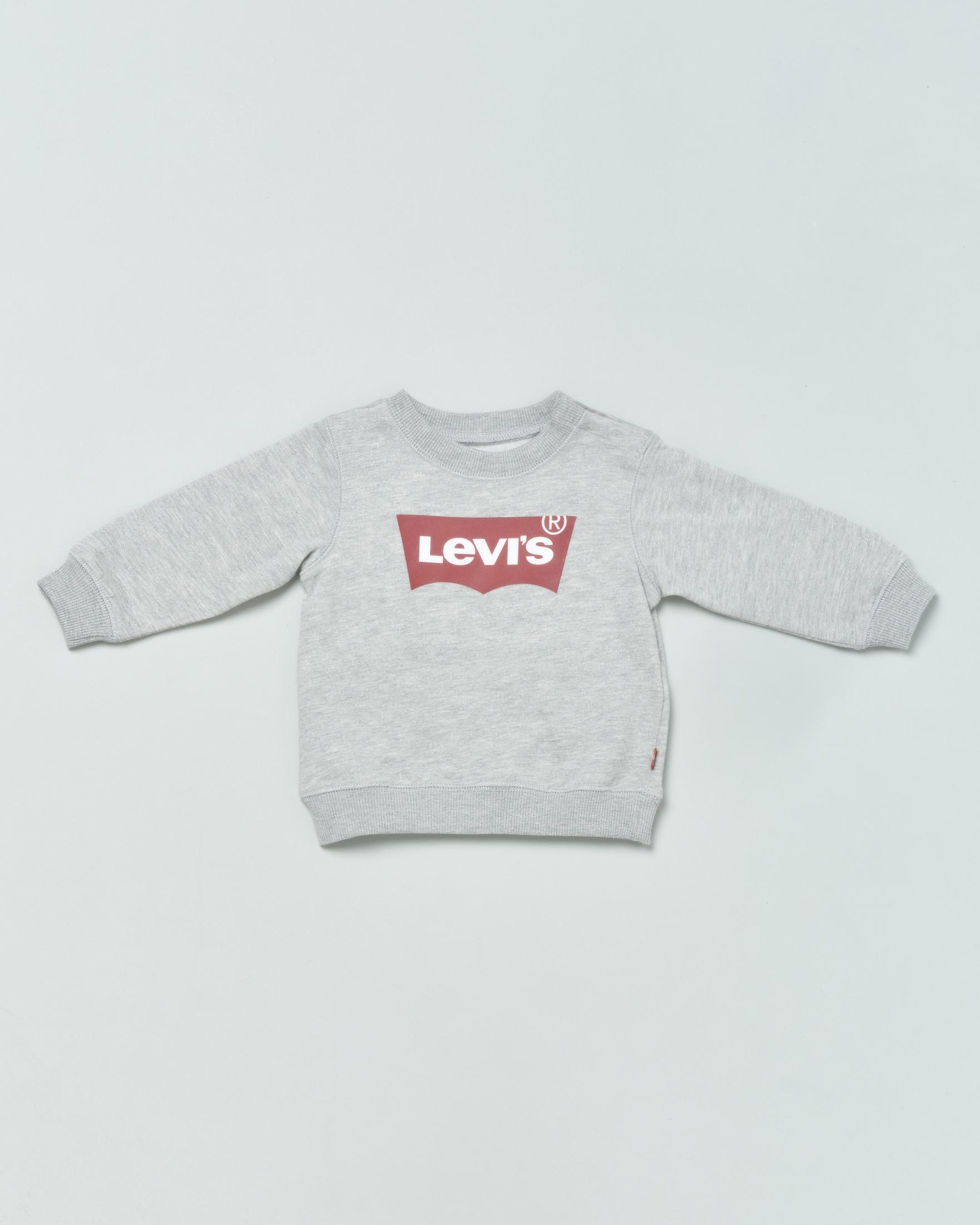 Felpa Levi's grigia girocollo con logo batwing rosso 