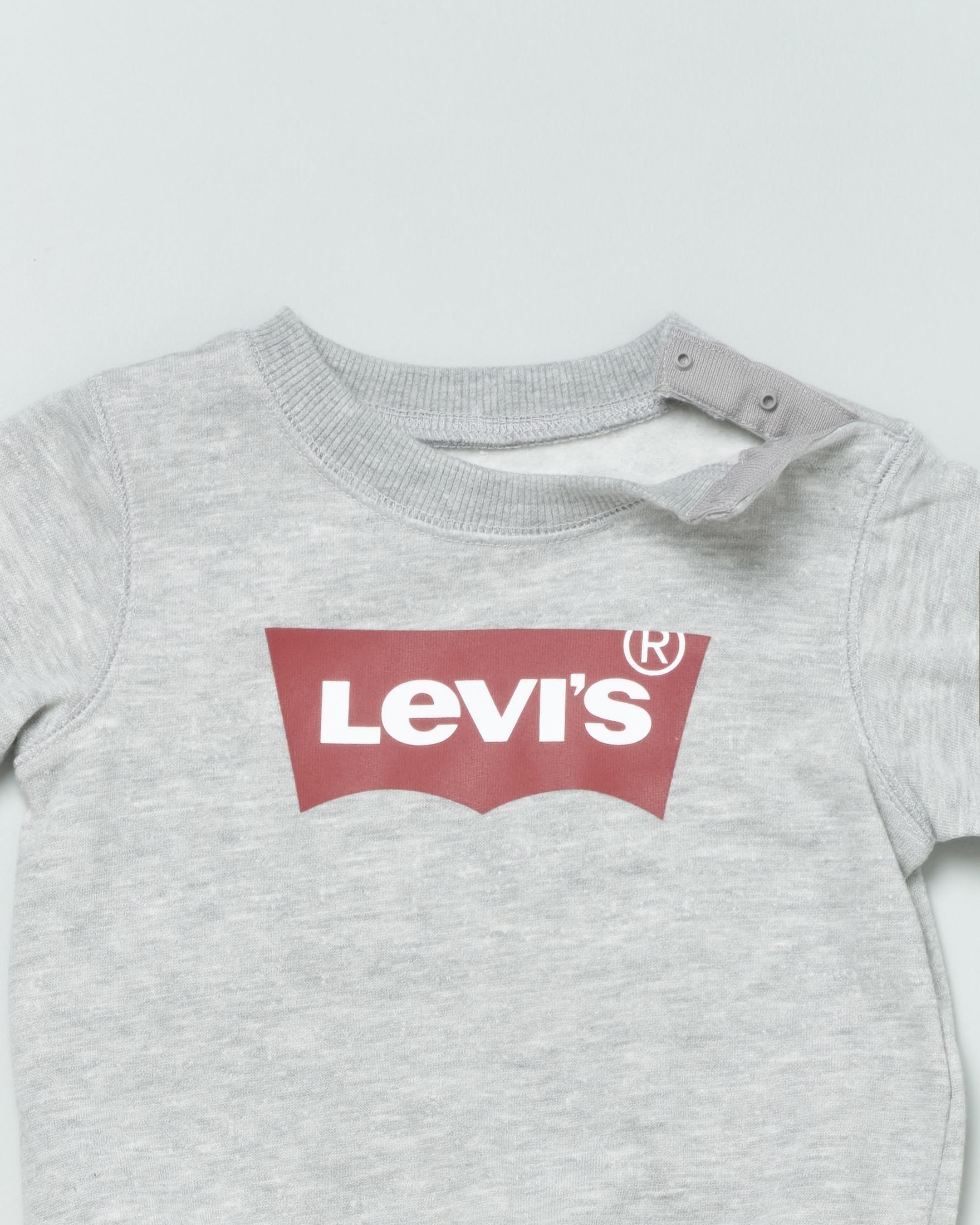 Felpa Levi's grigia girocollo con logo batwing rosso  image