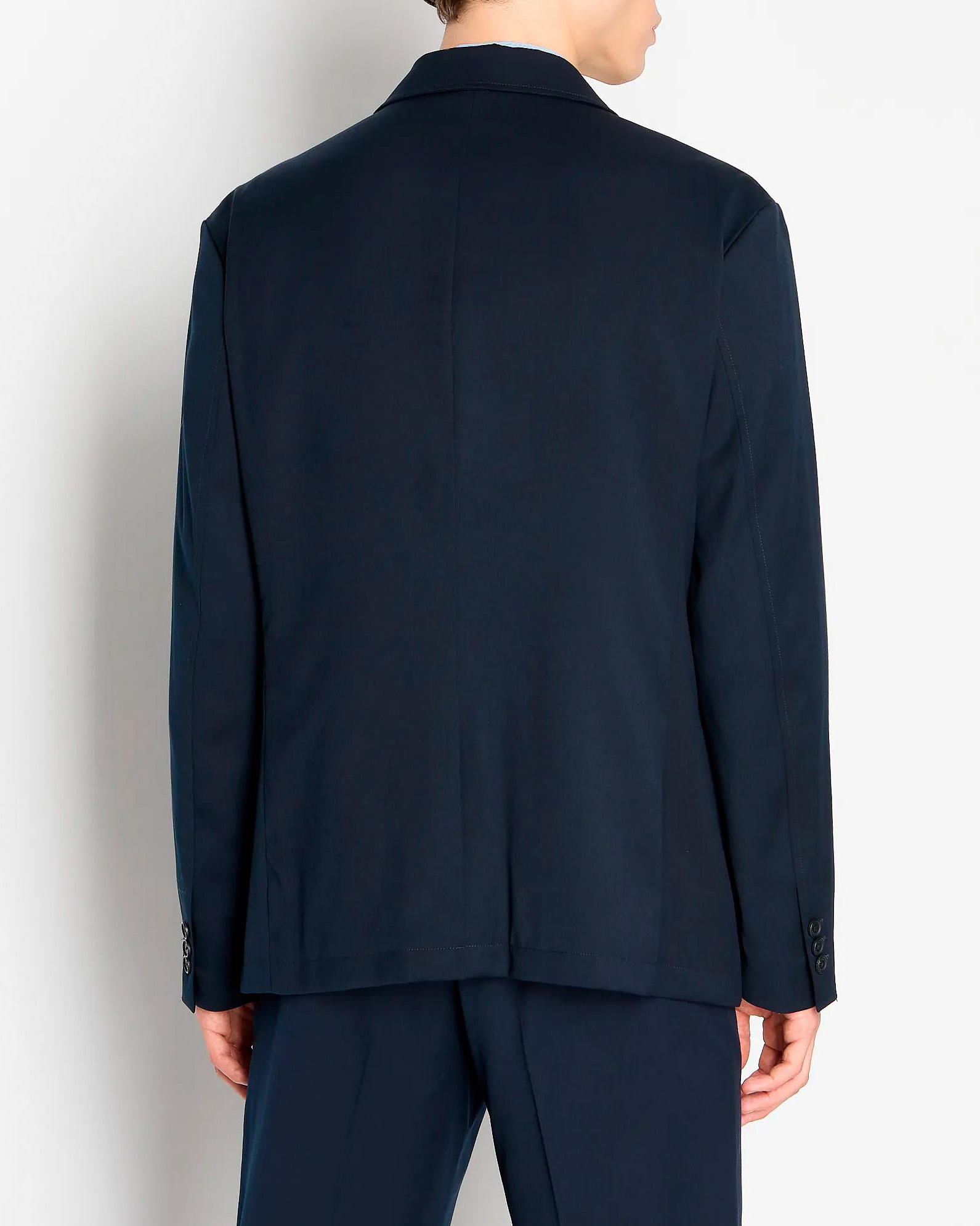 Blazer blu in tela di misto lana stretch image