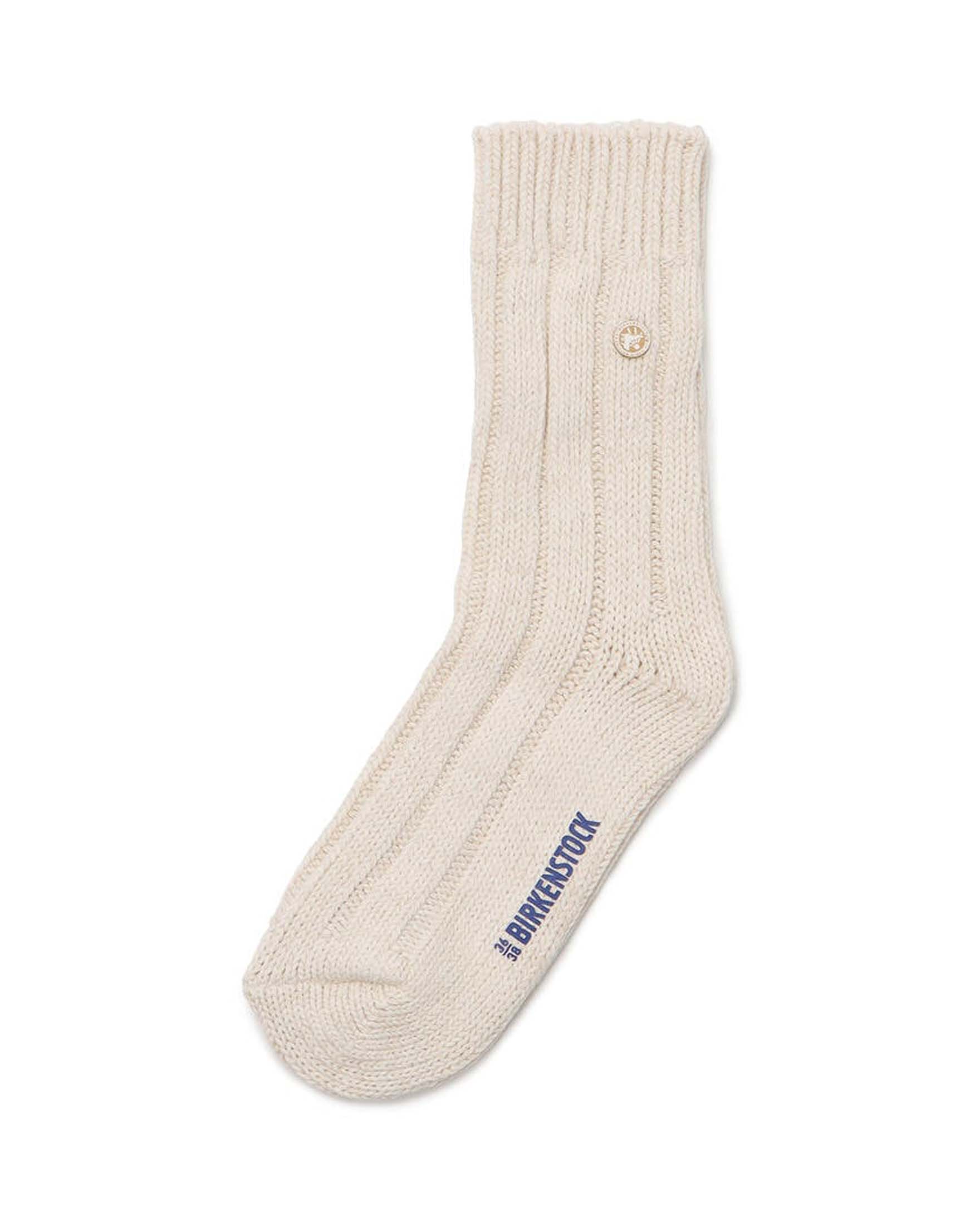 Calzettoni corti color latte in misto cotone a coste