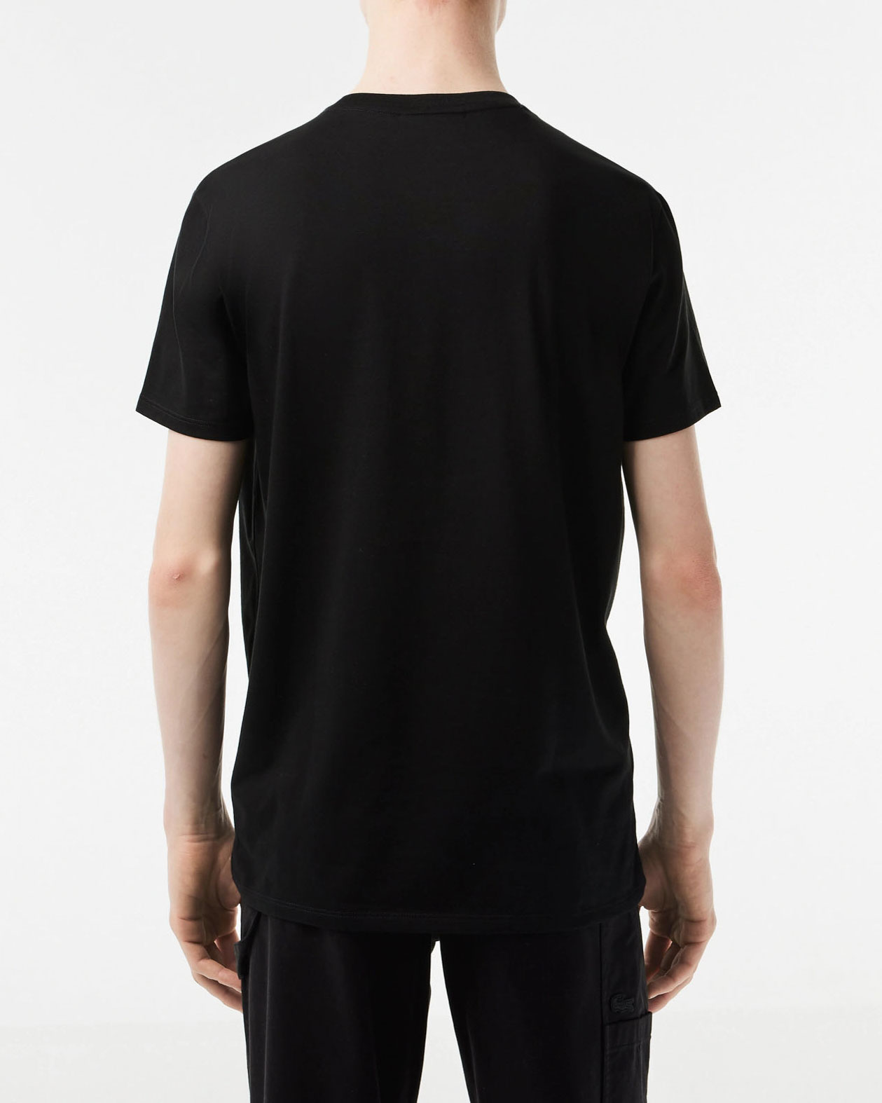 T-shirt Lacoste nera in pima cotton con logo coccodrillo verde image