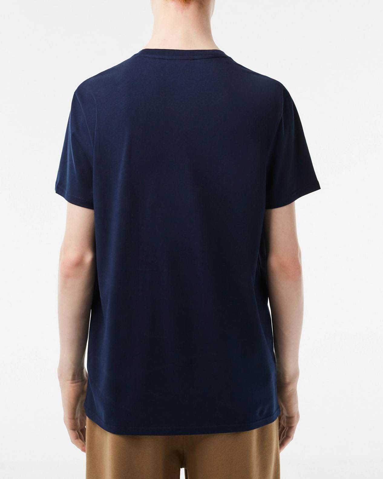 T-shirt Lacoste blu in pima cotton con logo coccodrillo verde image